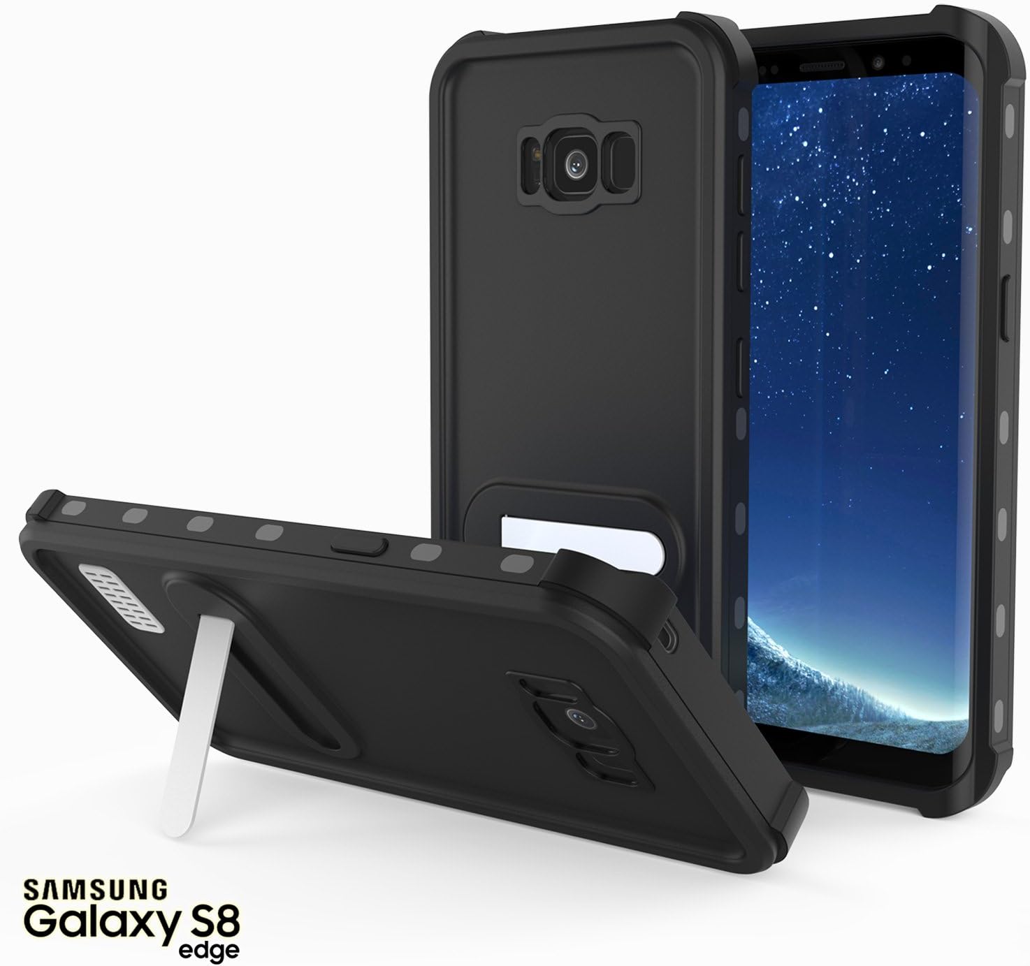 Galaxy S8 Waterproof Case, Punkcase [KickStud Series] [Slim Fit] [IP68 Certified] [Shockproof] [Snowproof] Armor Cover W/Built-in Kickstand + Screen Protector for Samsung Galaxy S8 [Black]