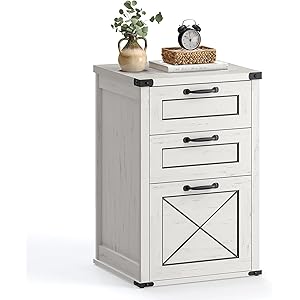 VASAGLE File Cabinet, Filing Cabinet with 3 Drawers, Printer Stand, Fit A4, Letter Size, Hanging File Folders, Modern Farmhouse Style, for Home Office, Rustic White UOFC054T73 3 Drawers Rust