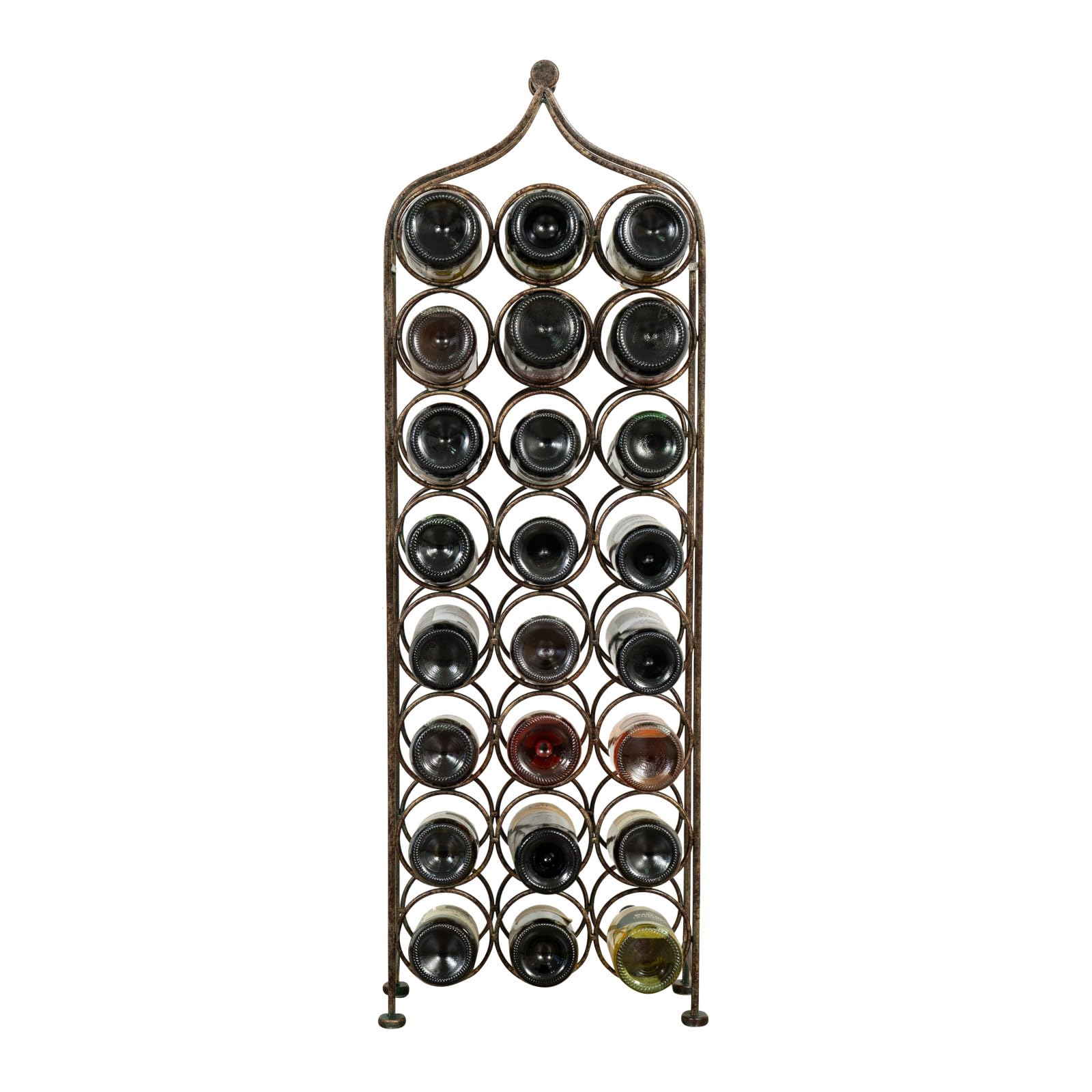 Biscottini Portabottiglie Vino in Ferro Battuto Nero L36,5xPR16,5xH106 - Porta Bottiglie Vino in Metallo Capienza 24 Bottiglie - Cantinetta Vino Nero antico