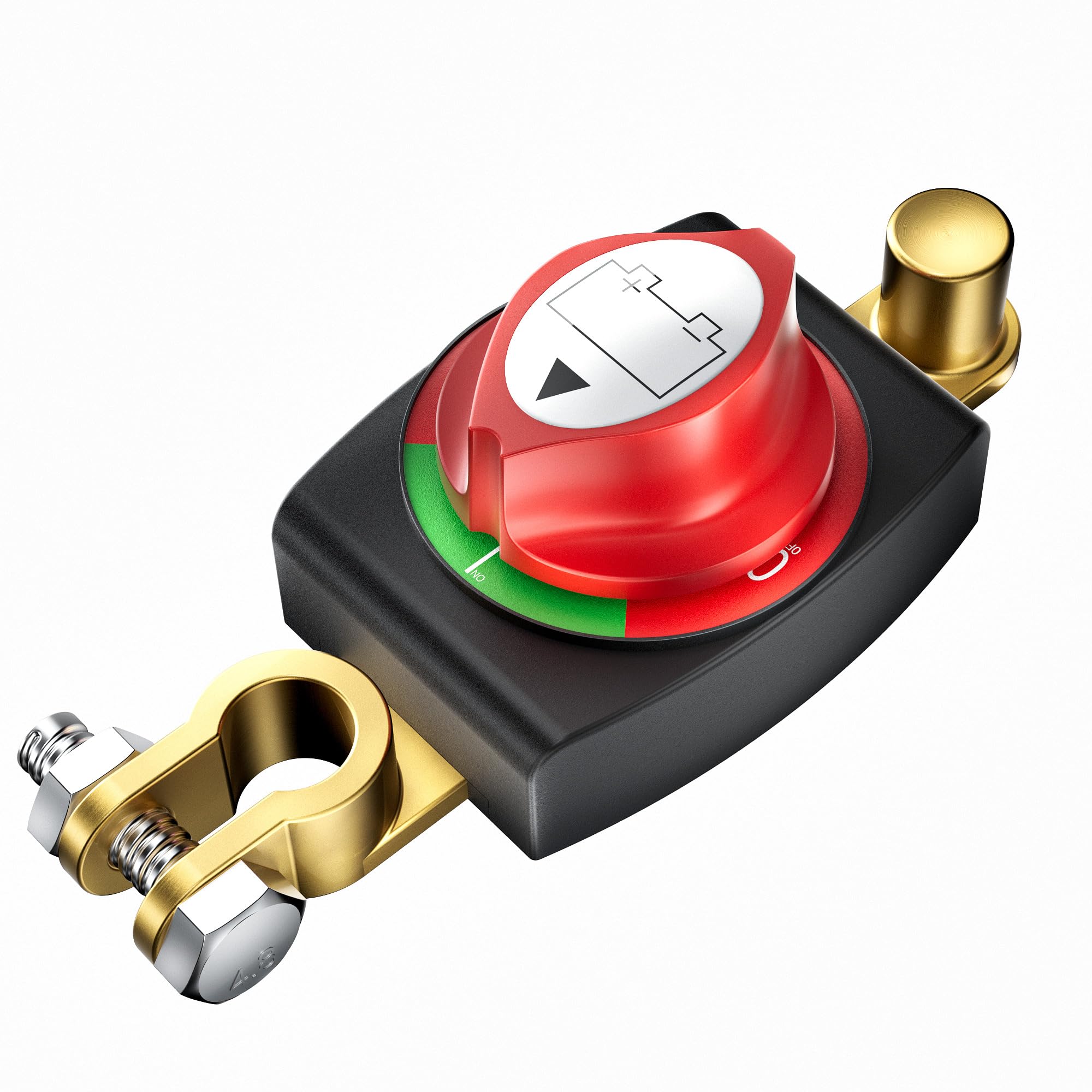 DMTVAL Top Post Battery Disconnect Switch – 12V and 48V Master Power Cut Off Switch for Car, RV and Vehicle (On/Off, SAE Negative Battery Terminal Connection)