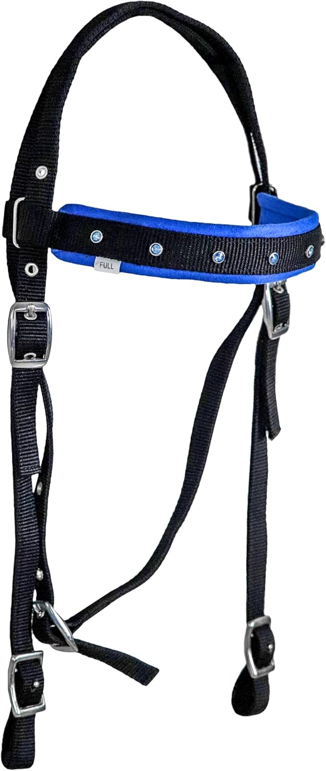HUMAYL Saddlery Tack Set Headstall Breast Collar and Reins Western Barrel Racing Crystal Show Horse Synthetic Nylon Padded Browband Horse Saddle Multiple Color for Horses Size: Full-Cob, H018