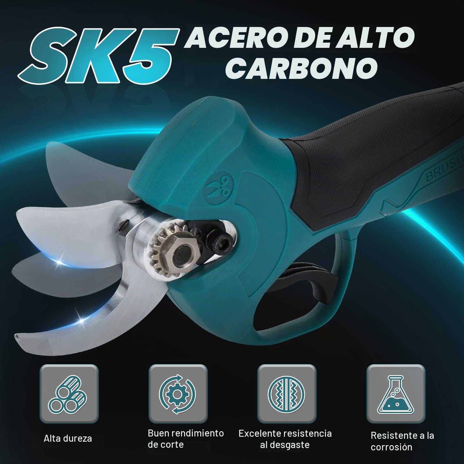 Tijeras de Podar Inalámbricas Compatibles con Makita 18V, Diámetro de Corte Máximo 45 mm, Motor sin Escobillas 1500 W, Cuchillas SK5, Tijeras de Podar Eléctricas para Jardines y Árboles (Dos baterías)