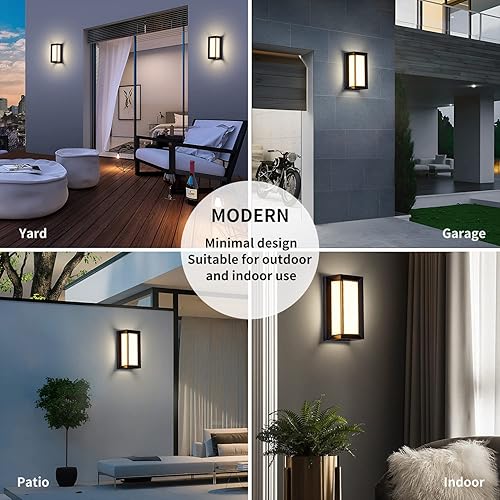 Miniatura 6 de LANFU Aplique de pared cuadrado LED para exteriores, 3000 K, luz exterior para patio de casa, blanco cálido, IP64, impermeable, luces de pared para