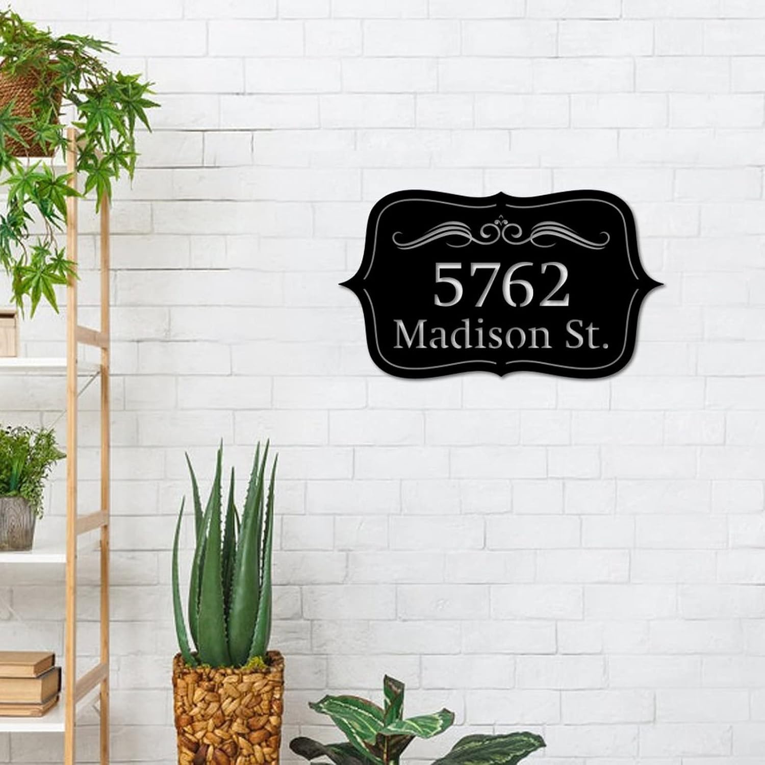 ENEDNATE Personalized Address Sign Metal Wall Art Decor Door Hanger Outdoor Metal Mailbox Number Sign for House Home Hotel Office Housewarming Gift Indoor Farmhouse Wall Art