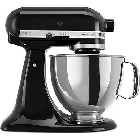 KitchenAid KSM150PSOB Artisan Series 5-Qt. Stand Mixer with Pouring Shield - Onyx Black, 9.3"D x 14.3"W x 14"H