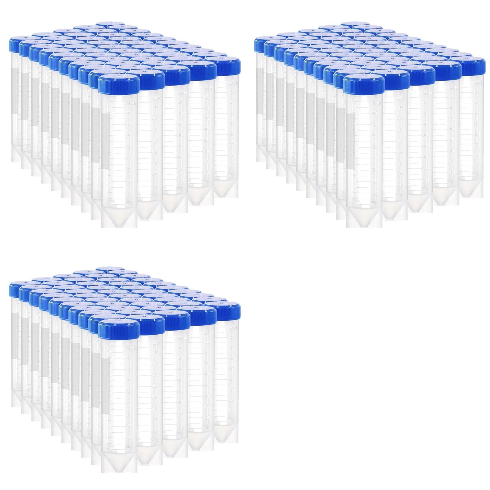 Provette per Centrifuga in Plastica da 50 Ml con Tappo A Vite, 150 Pezzi Provette Coniche in Plastica Autoportanti da 50 Ml con Tappo