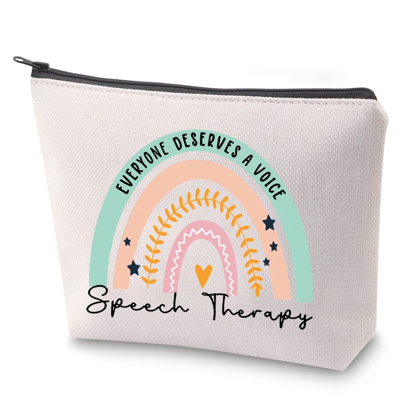ZJXHPO Rainbow Speech Therapy Cosmetic Bag - Everyone Deserve A Voice Speech Therapy Makeup Bag With Zipper - SLP Appreciation Gift
