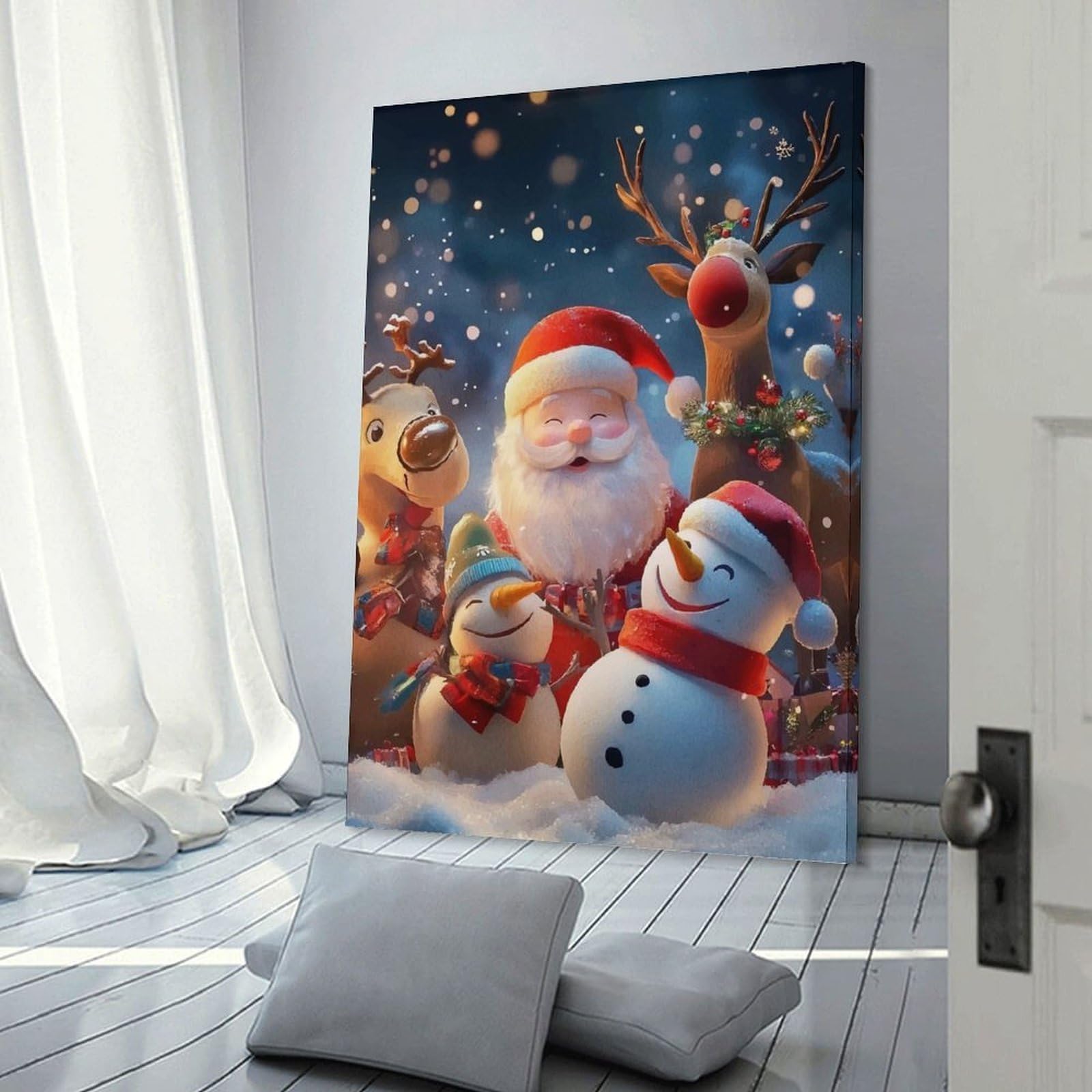 Junmoney Home Decor Wall Art Festive Christmas Scene Santa, 20x30inch(50x75cm), for New Homes, Bedrooms Or Workspaces, Home Decor Gift with Stylish Appeal