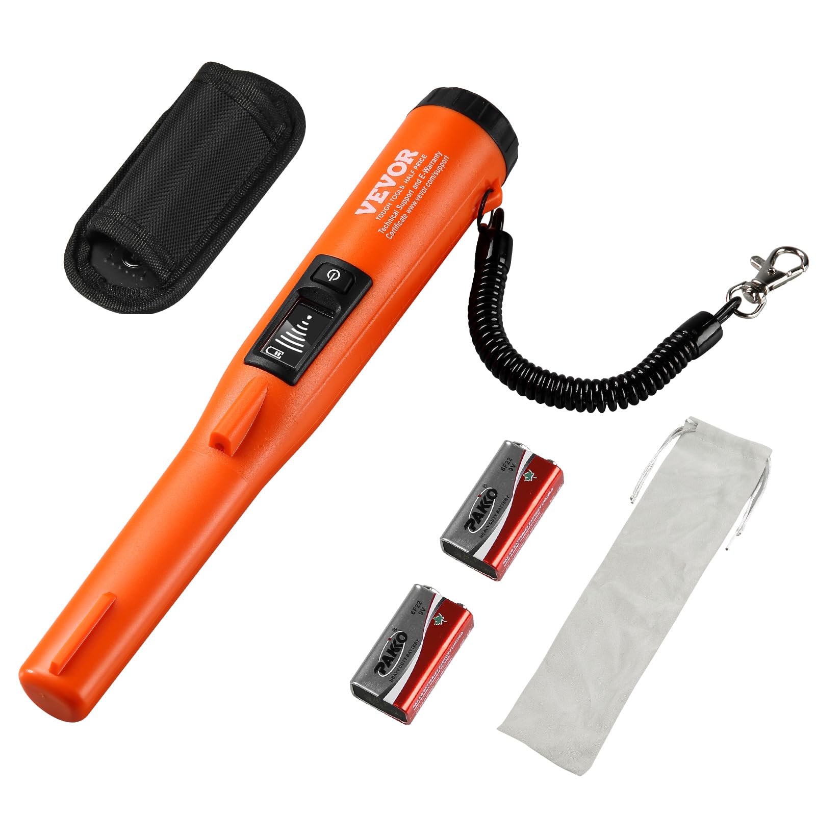 VEVOR Détecteur de Métaux Pinpointer IP68 Entièrement Étanche Pointeur de Métaux Portable Profondeur Détection 114 mm 3 Modes Écran LCD Sonde Chasse au Trésor avec Étui Piles 9 V pour Adultes Enfants