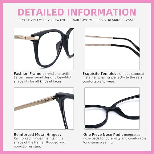 Miniatura 5 de LOVIVY Anteojos de lectura multienfoque progresivos para mujereshombres, bloqueo de luz azul, lectores de transición multifocal con bisagra de