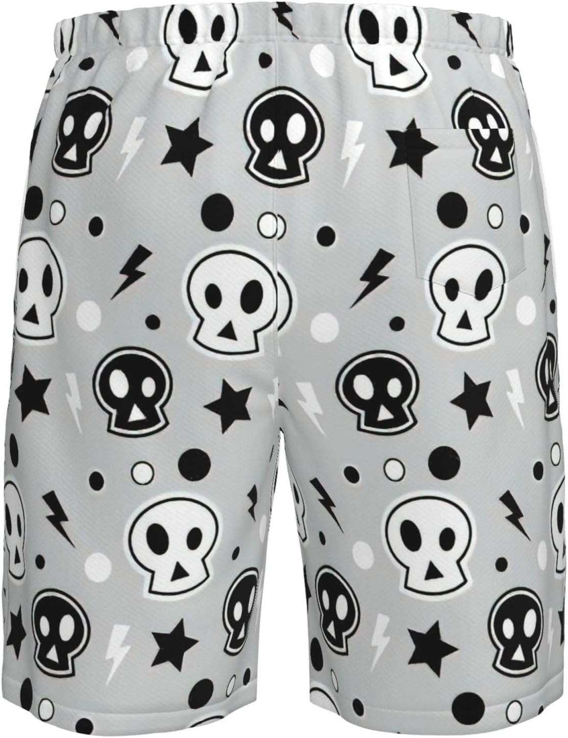 Skull and Stars Print Men's Hawaiian Beach Shorts Elastic Novelty Summer Casual Shorts with Pocket