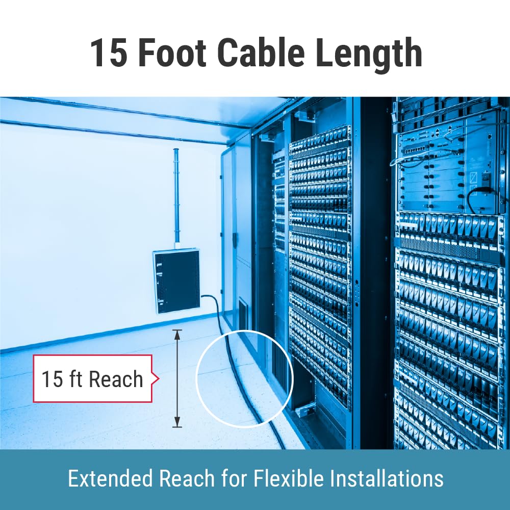 CablesAndKits Cable de alimentación de CA resistente, 15A/125V, 14 AWG, L6-20P a C13, (NEMA L6-20P a IEC-60320-C13) 15 pies
