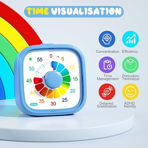 Miniatura 7 de Shintrend Temporizador visual para niños recargable temporizador digital de cuenta regresiva de 60 minutos, temporizadores silenciosos para escuela,