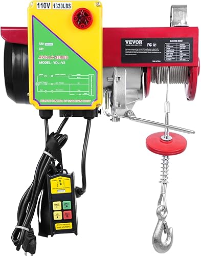 Miniatura 10 de VEVOR Polipasto eléctrico inalámbrico de 1320 libras, cabrestante de alambre de acero eléctrico de 1150 W 110 V con control remoto inalámbrico