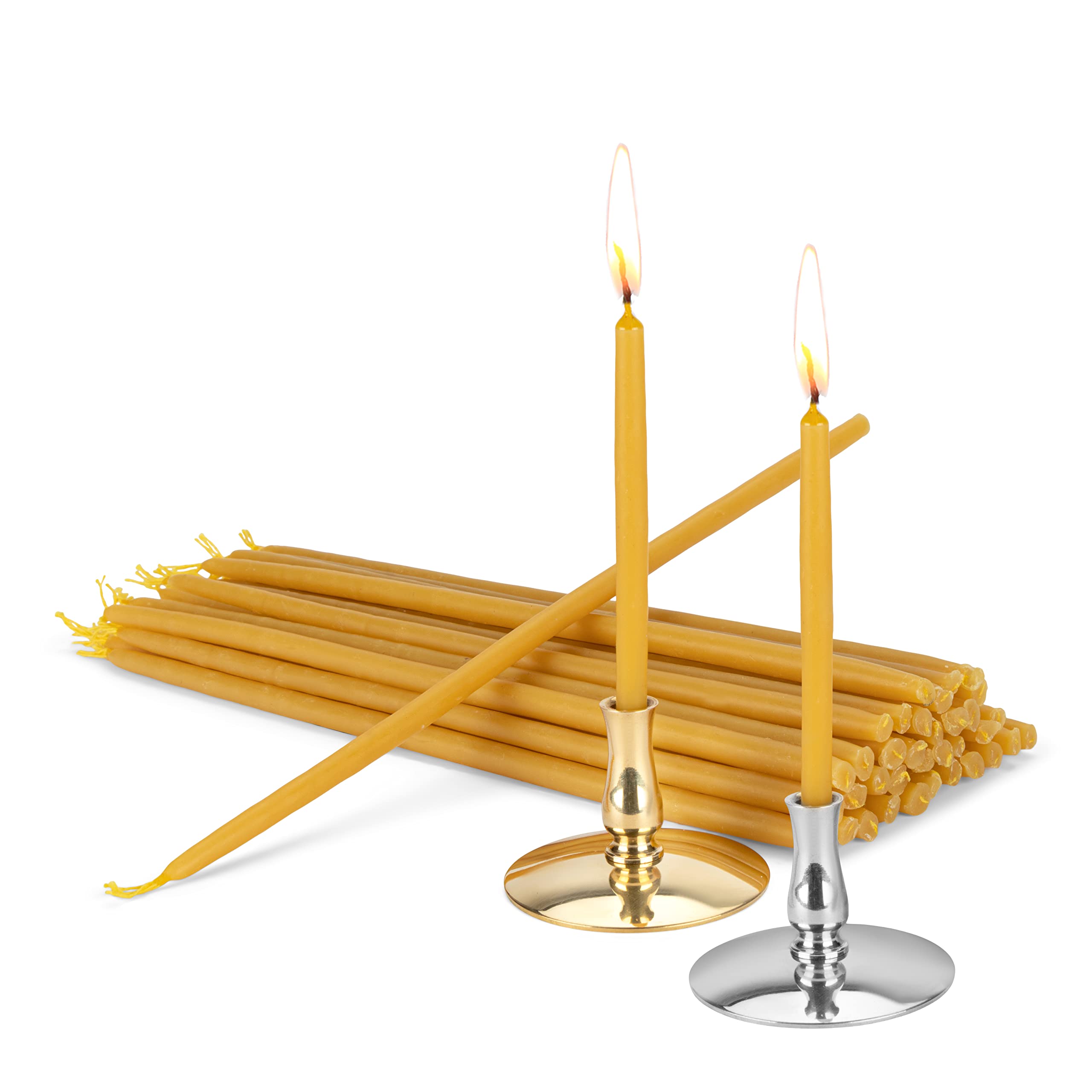 Bougies cire d'abeille NKlaus de 22cm et bougeoirs haut de gamme