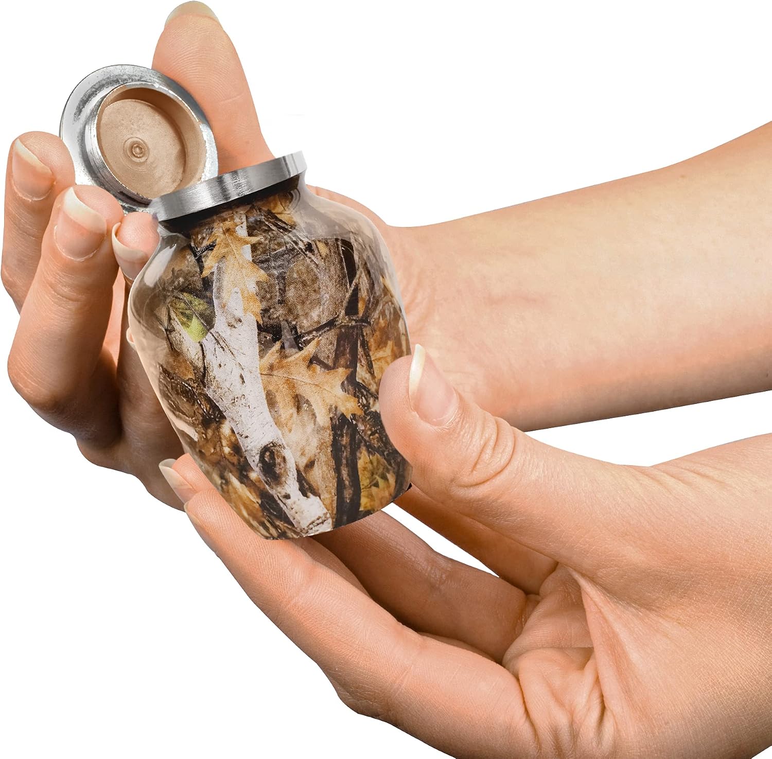 Trupoint Memorials Cremation Urns for Adult - Small Urns for Human Ashes Keepsake, Miniature Urns for Ashes with Velvet Bag, Small Urns for Human Ashes Adult Female & Male, Brown Camouflage.