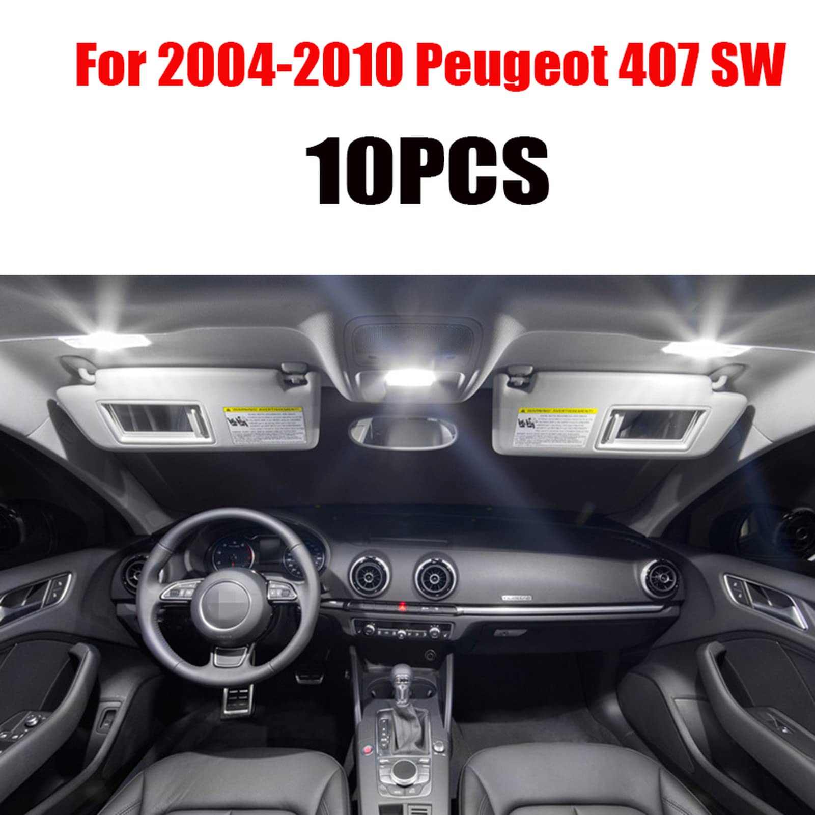 Carte de Kit de Lampe de Lecture de lumière intérieure LED sans Erreur Canbus, pour Peugeot 407 SW/ 307 CC Cabriolet 2004-2010 Accessoires de Voiture Blanche