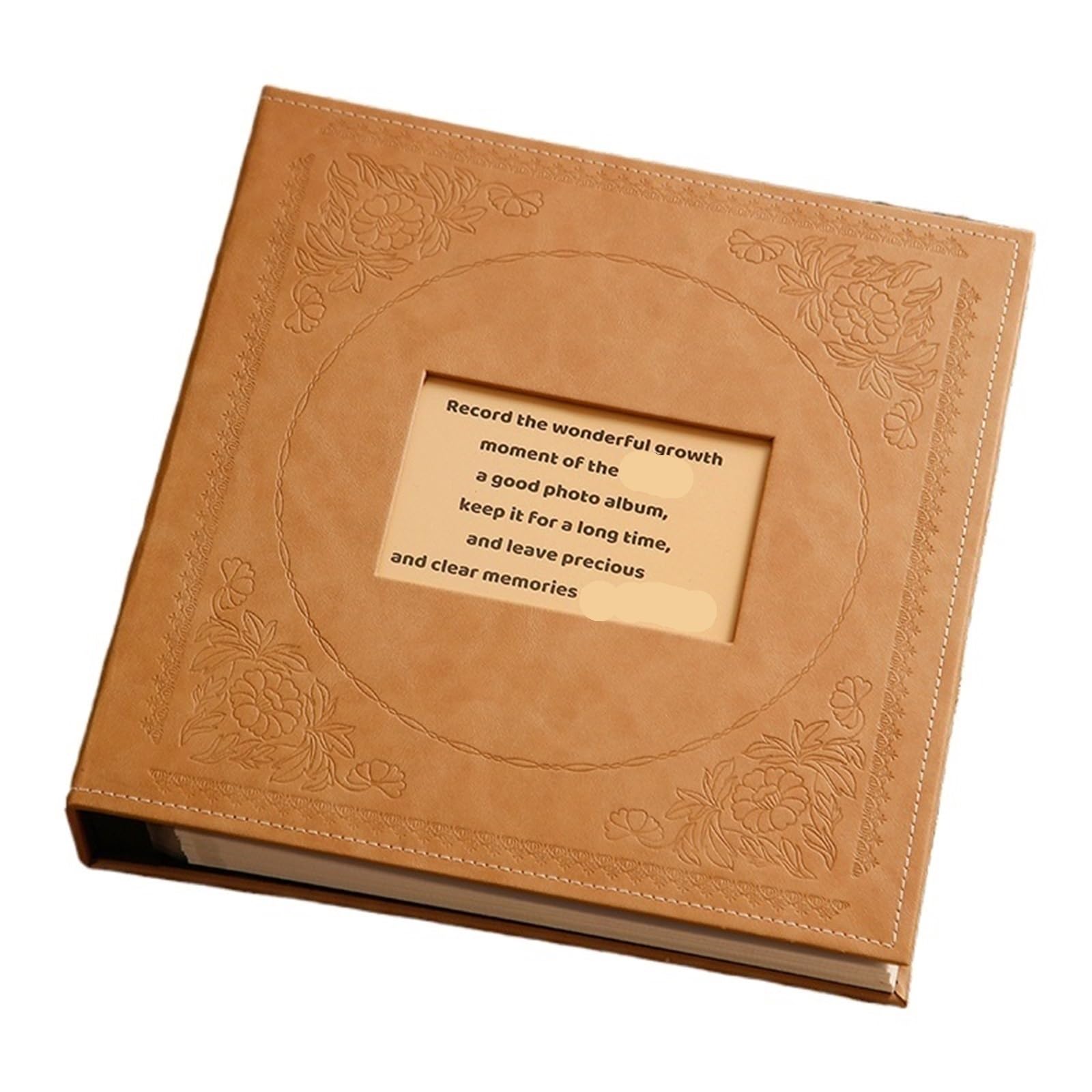 6 Zoll 1000 Leder Fotoalbum Erinnerungsbuch Große Kapazität Familieneinlage Hochzeitsalbum Paar Fotospeicher Für Zum Jubiläum(Khaki)