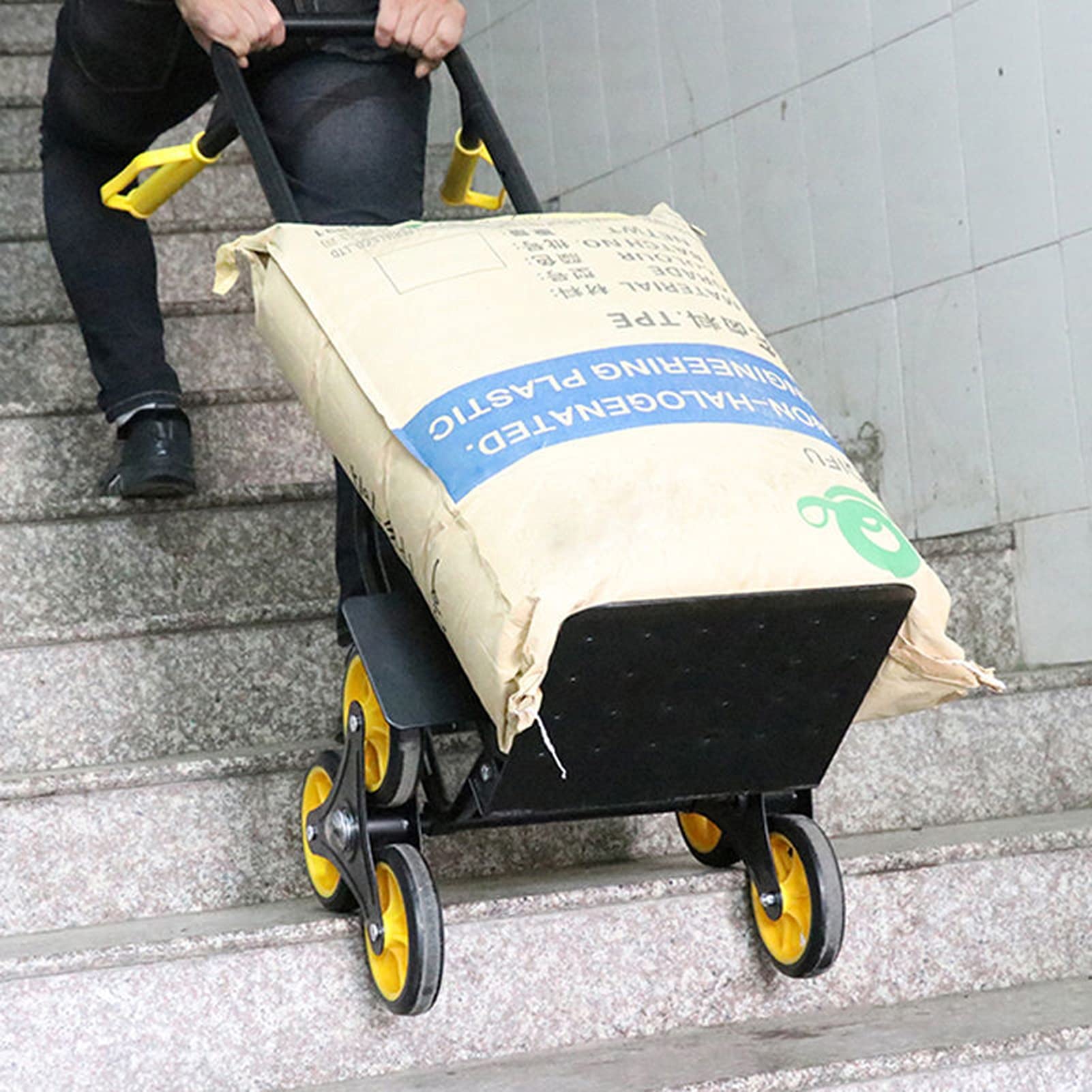 Carrelli a Mano HUA Carrello Pieghevole per Carichi Pesanti, Carrello Saliscale con 6 Ruote in Gomma Antiusura, capacità di Carico di 200 kg, per Merci Pesanti, Traslochi, Trasporti Industriali