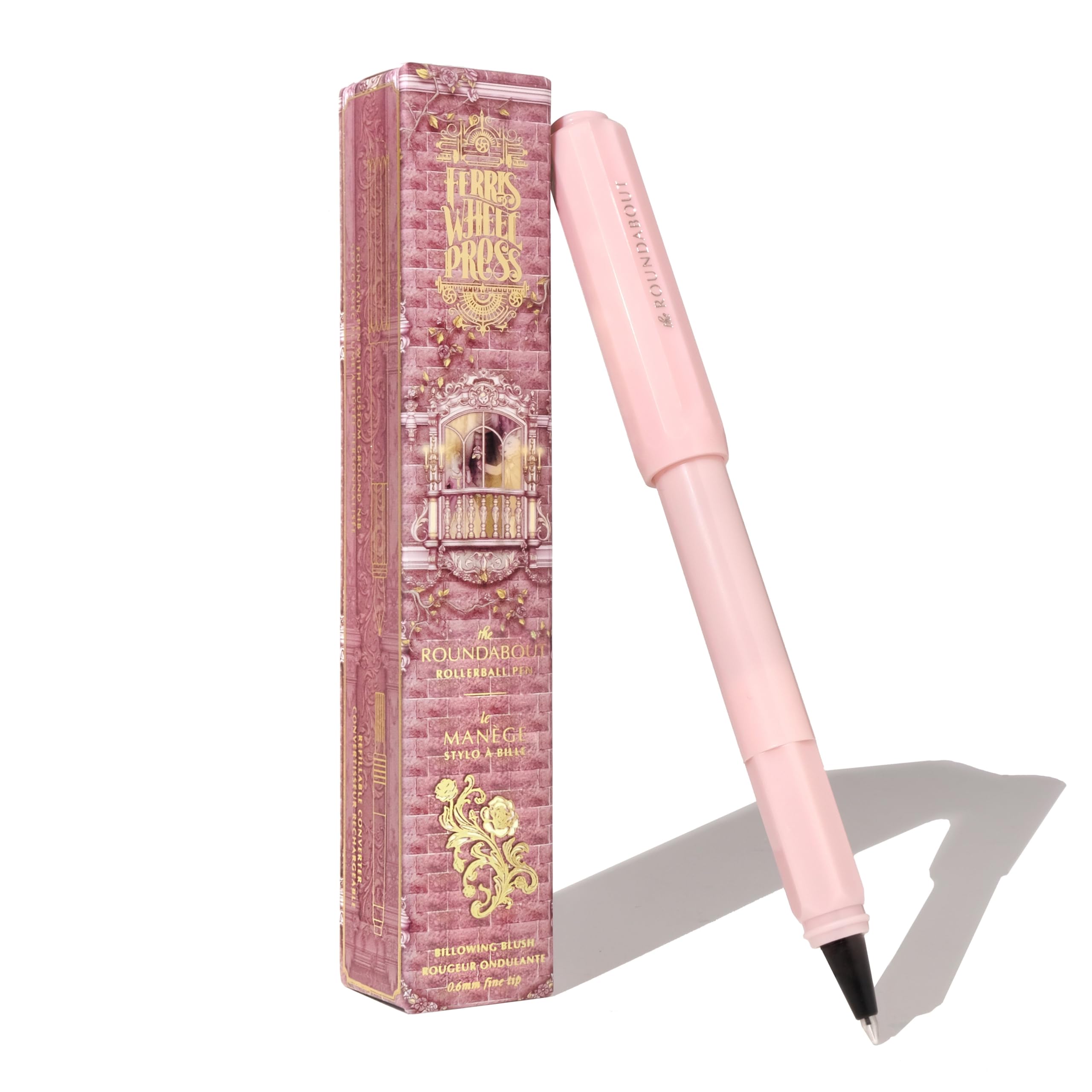 Ferris Wheel Press , Rollerball Pen, Acrylic blend body, Air-sealed click locking cap, Billowing Blush, Pink, Fine Nib