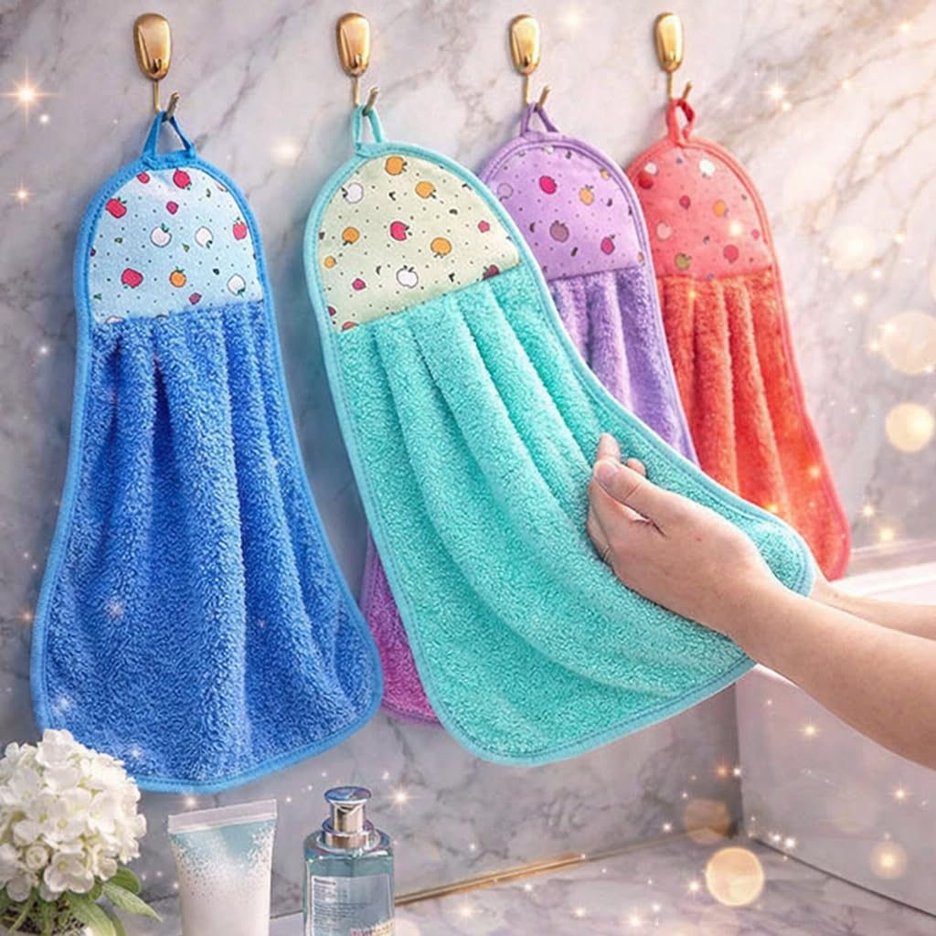 NEERAK Microfiber Hanging Hand Towels (Pack of 3) – Super Absorbent Quick Dry Kitchen & Bathroom Towels with Hook Loop – Soft Multipurpose Cleaning & Hand Wipe Cloths