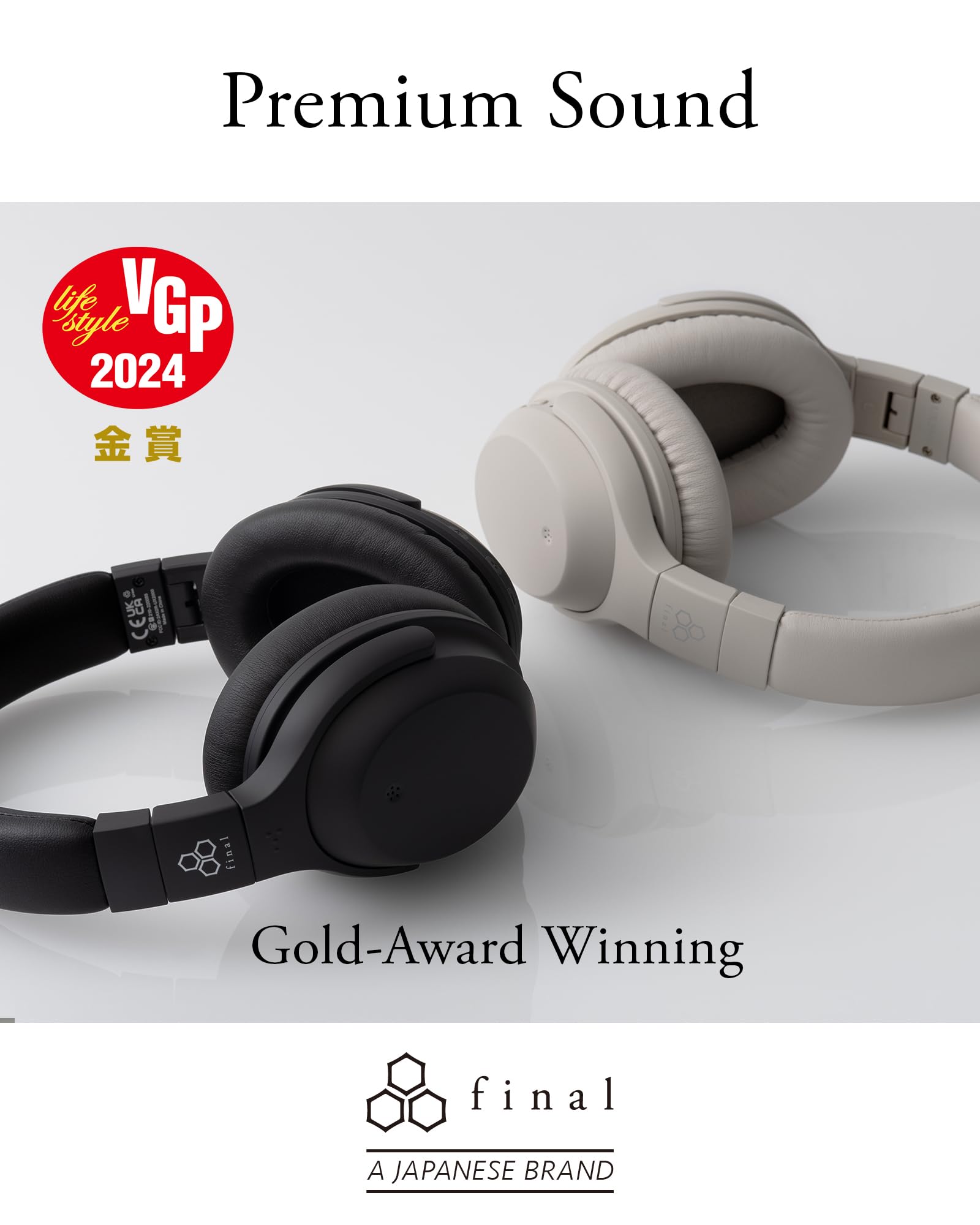 Final UX2000 Bluetooth Wireless Headphones, Hi-Fi Sound Quality, Hybrid Noise Cancelling, Maximum 35 Hours Music Playback, aptX Low Latency, Multipoint Connection, Designed in Japan (Black)