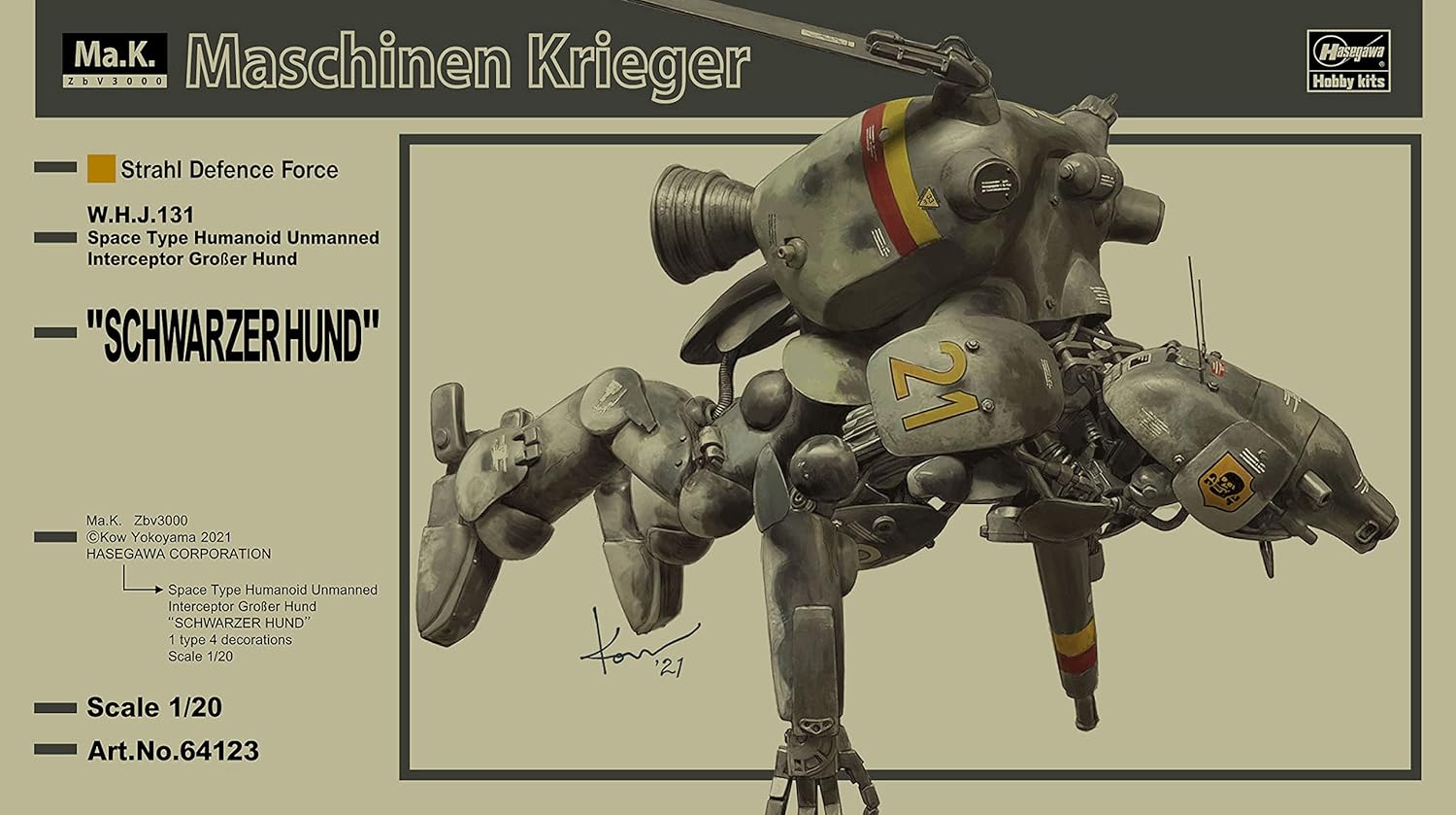 Hasegawa - 1:20 Space Type Humanoid Unmanned Interceptor 'Großer Hund Schwarzerhund' (Ma.K.) Model Kit