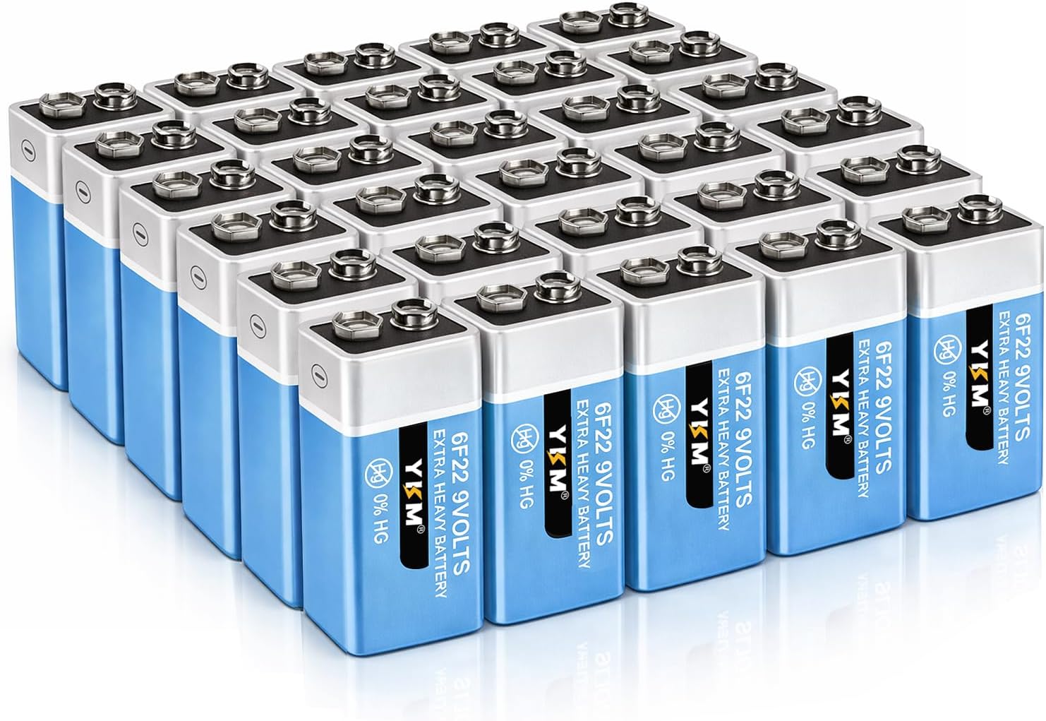 YKM 24 Pack 9V Batteries 9 Volt Battery for Smoke Detector Guitar Garage Door Opener Guitar Pedals Smoke Alarm Battery