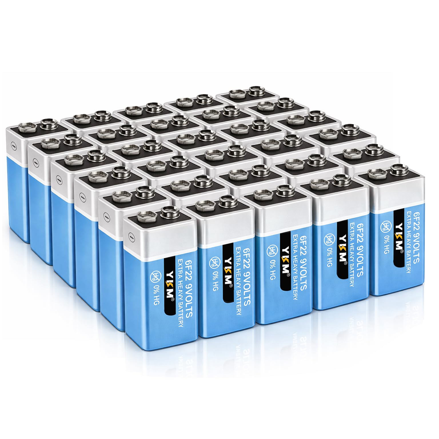YKM 24 Pack 9V Batteries 9 Volt Battery for Smoke Detector Guitar Garage Door Opener Guitar Pedals Smoke Alarm Battery