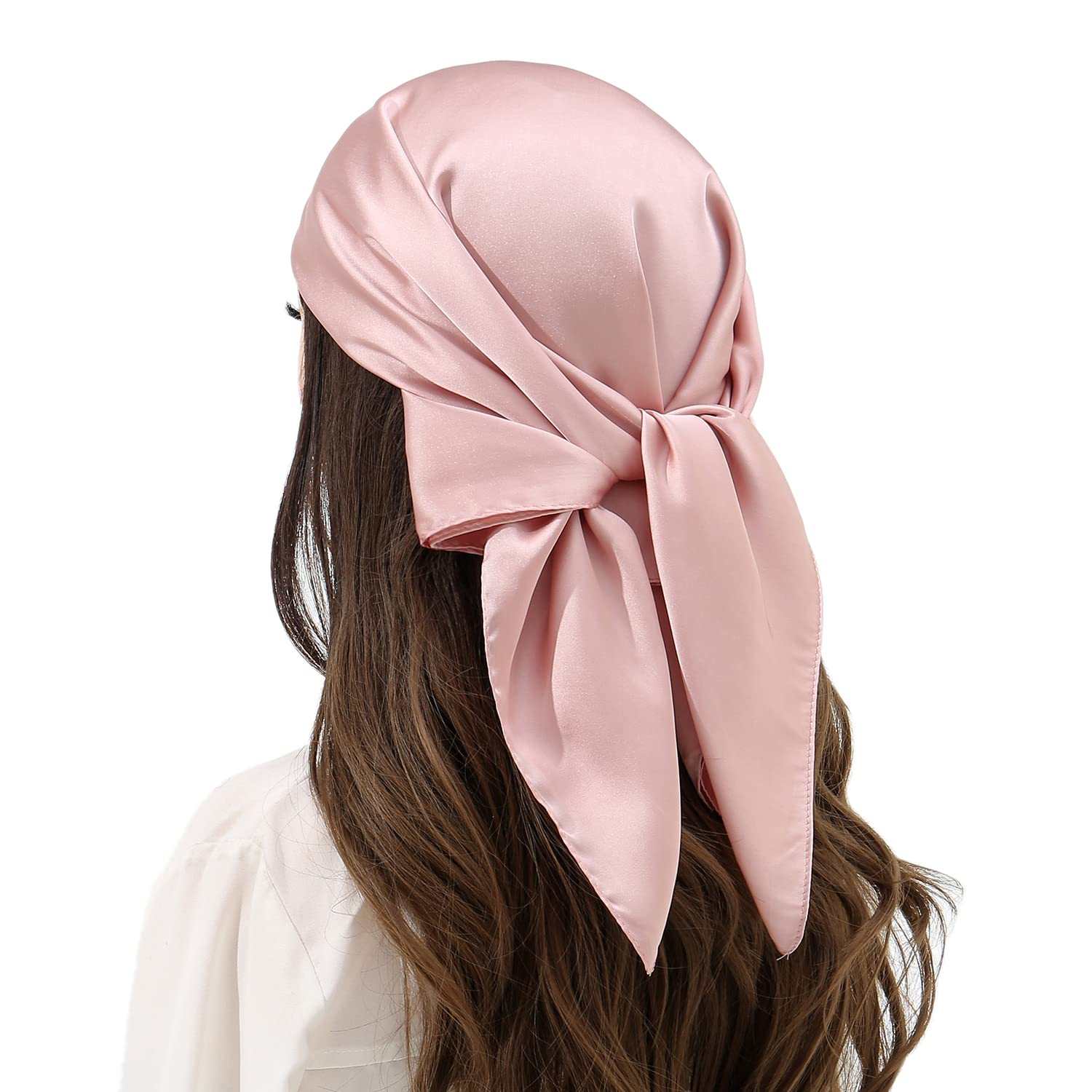 Womens Head Hair Scarf Pink Like Satin Silk Scarf Sleeping Hair