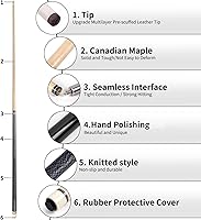 Vista 2 de AKLOT Tacos de billar de 58 pulgadas, palos de billar de madera de arce canadiense para jugadores profesionales de billar de 18, 19, 20, 21 onzas