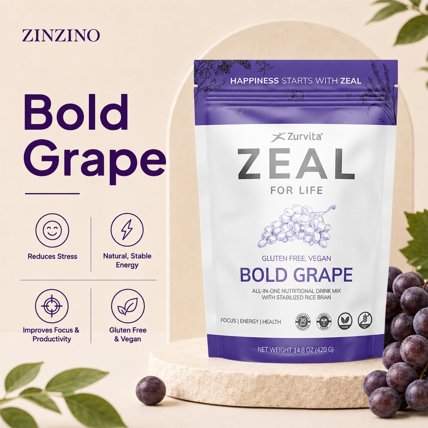 Zurvita - Zeal for Life Bold Grape - 420 g — Amazon image 5