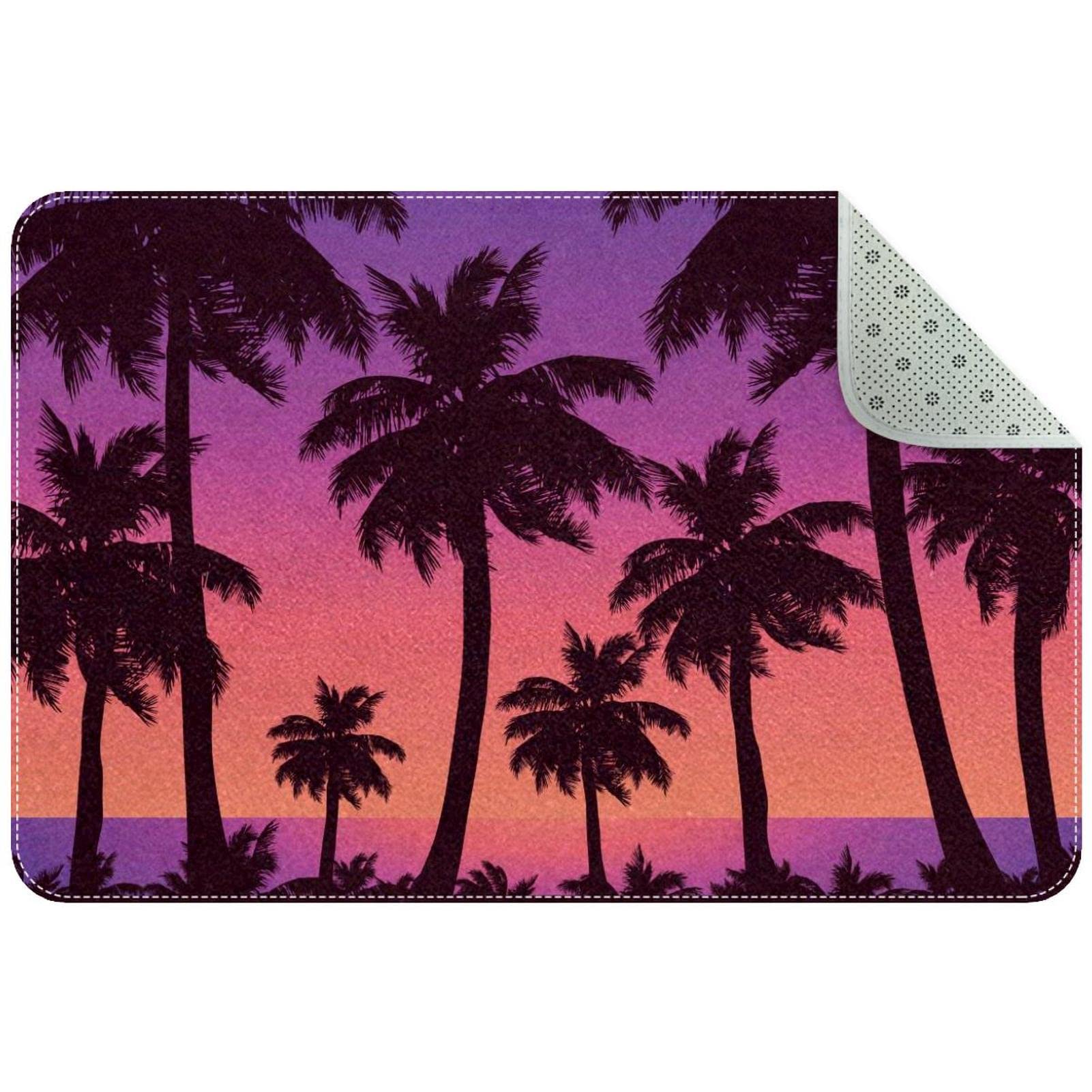 Paillasson palmier tropical lavable pour sublimer l'entrée de la maison
