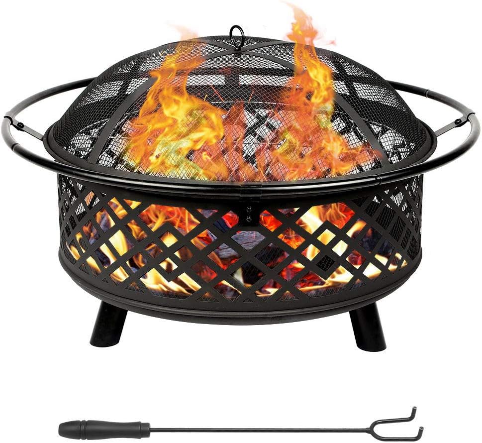 Teancll Portable Outdoor Fireplace Backyard Resistant 32