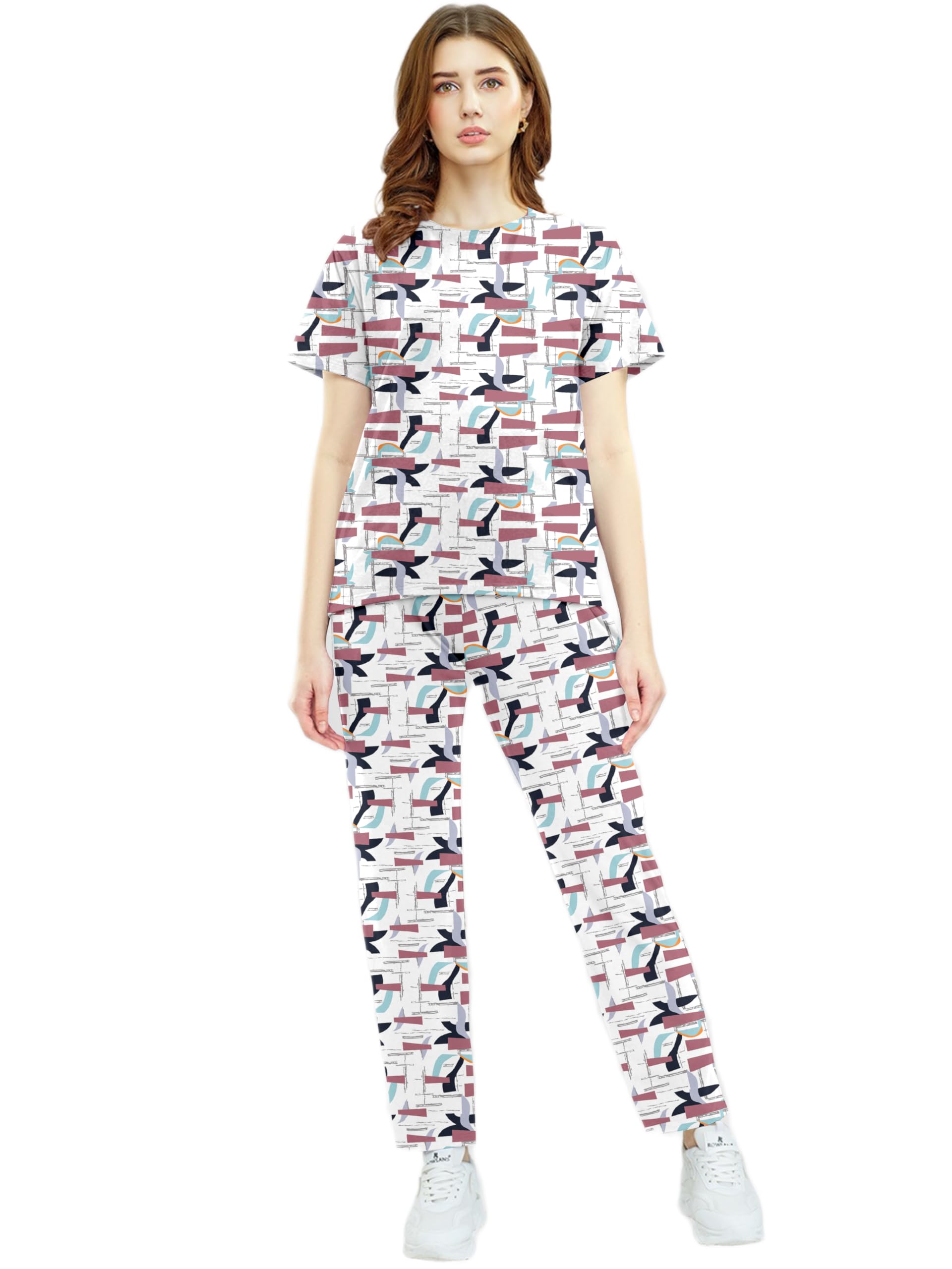 Light Brown with Off White Printed Night Dress Balanced Color Design for a Relaxed Look-image-42