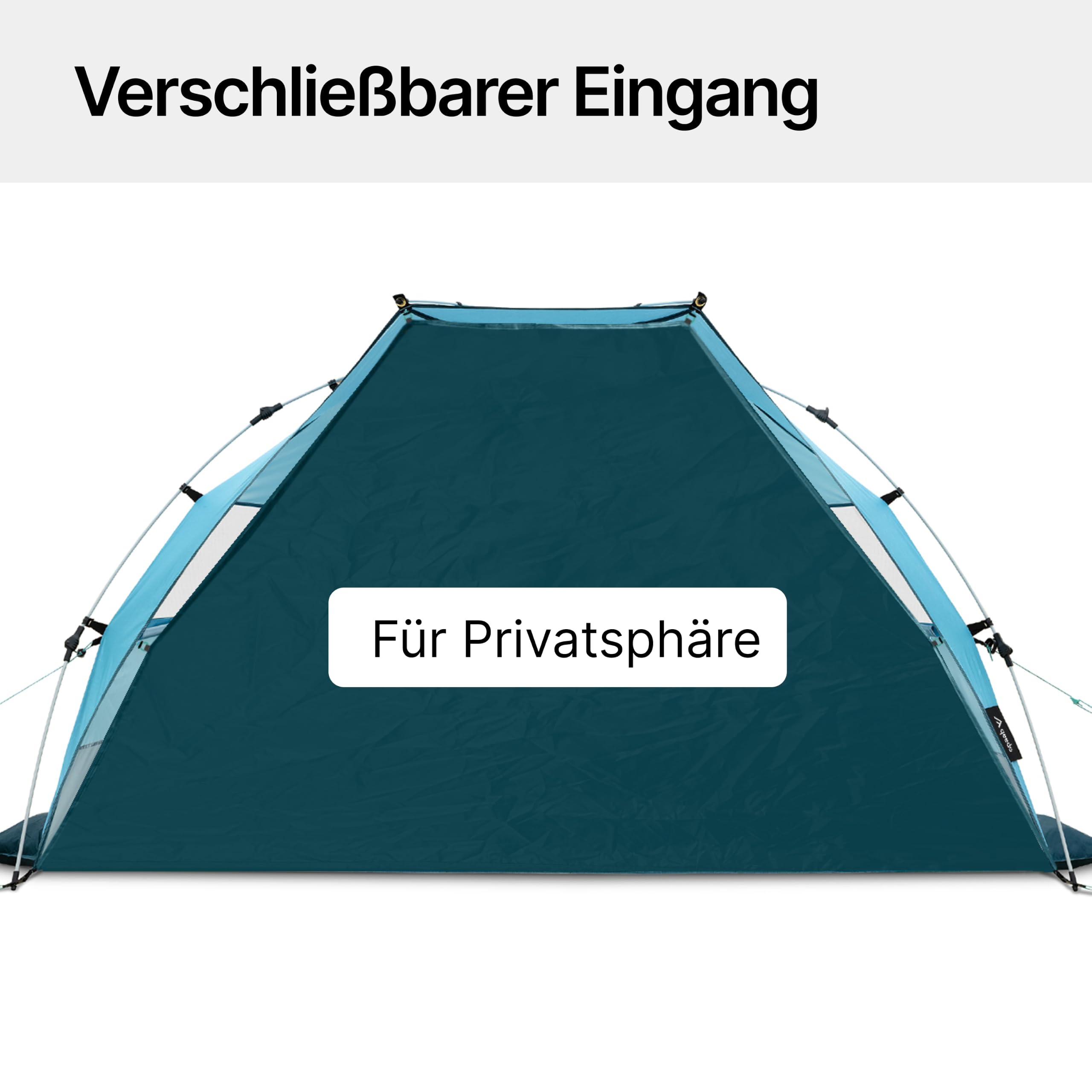 qeedo Quick Bay Pro Große Strandmuschel UV-Schutz UV80 3 Personen inkl. Sandheringe Roll-in-Bag