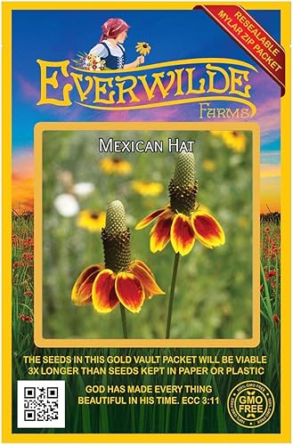 Everwilde Farms - 2000 semillas de flores silvestres nativas de sombrero mexicano - Paquete de semillas jumbo Gold Vault