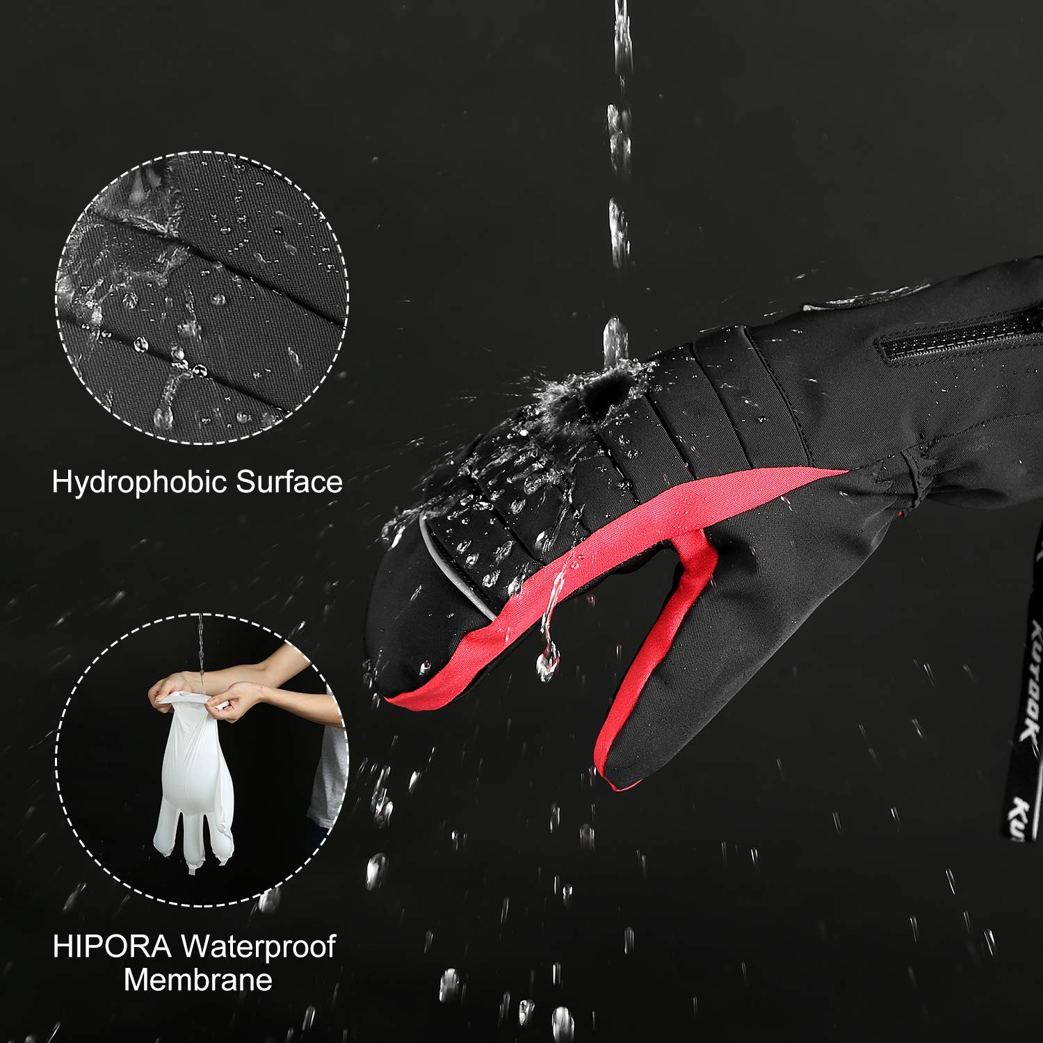 Rękawice narciarskie KUTOOK rękawice snowboardowe zimowe skóra kozia wodoodporne, ogrzewanie, wiatroszczelne, skórzane, snowboard, śnieg, piesze wycieczki, mężczyźni, kobiety