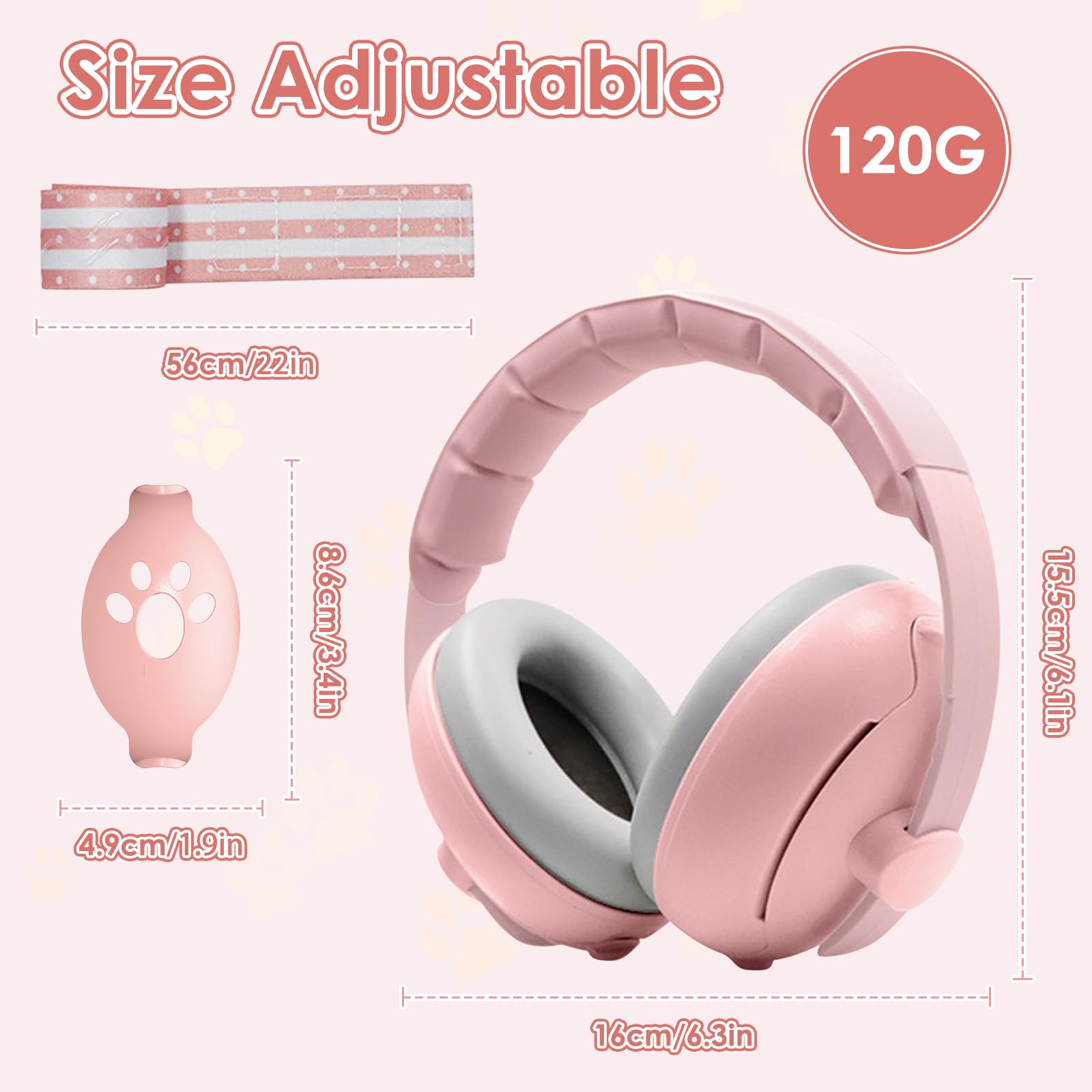 Cuffie Neonato Antirumore 2 in 1 Regolabili Protezione Acustica per Bambini Fino a 48 Mesi
