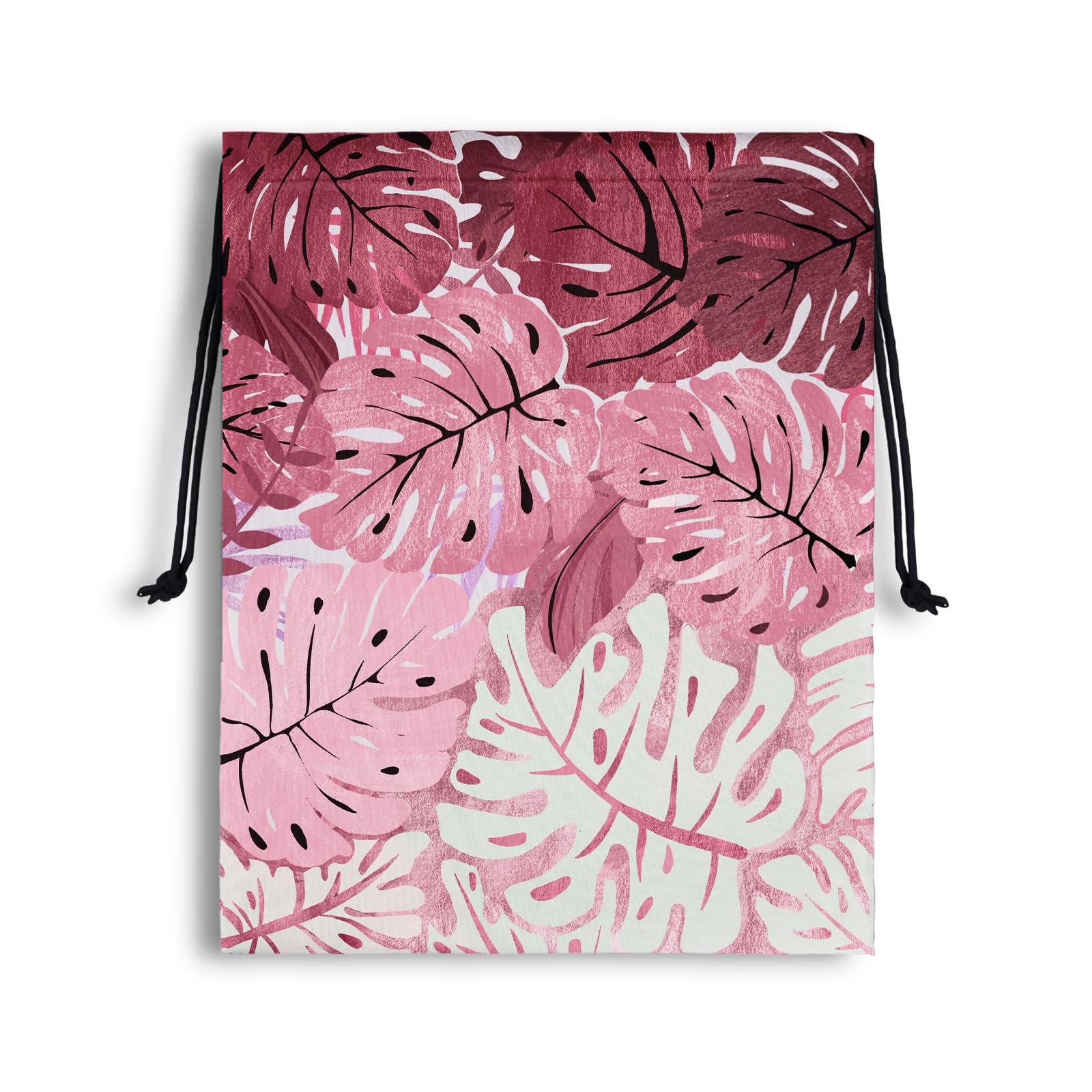 Drawstring Storage Bag Palm Leaf Pink Gym Bags for Beach Cloth Shoes Toiletries