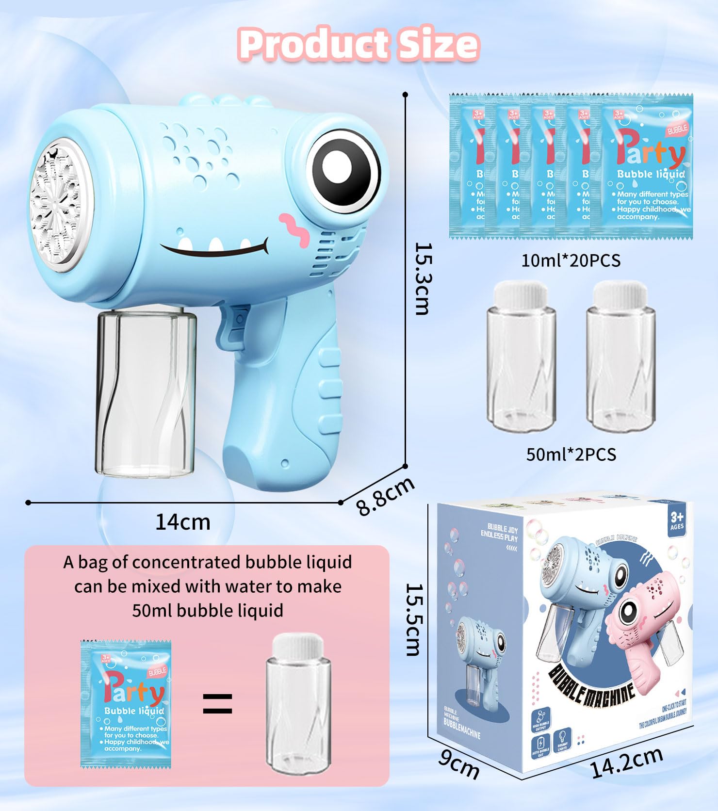 Pistolet à Bulles Automatique ZWOOS - Rechargeable USB - 10 Trous - Pour Enfants (Bleu)