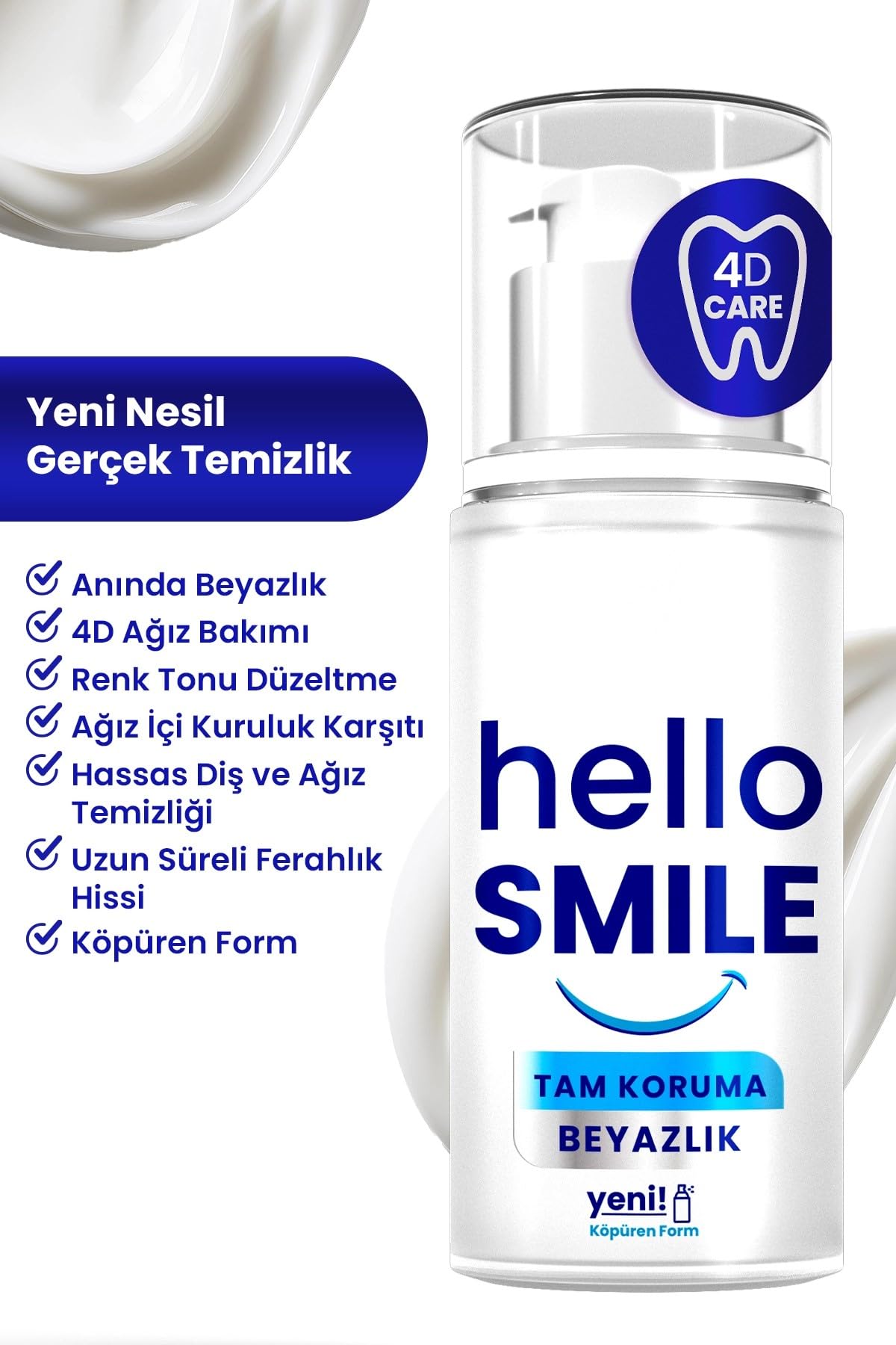 HELLO SMILE Tam Koruma Anında Beyazlatıcı Diş Jeli 50 ML (4 paketi)
