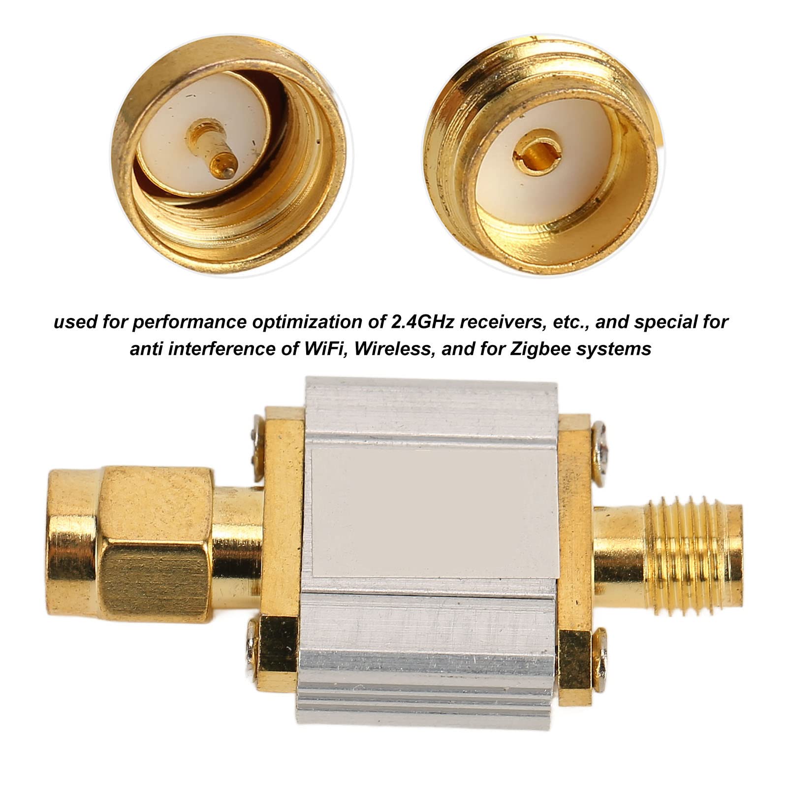 Vikye Filtres Passe-Haut, Bande Passante 2450 MHz 50 Ohms, Filtre Passe-Bande Saw Plaqué Or 24 Carats pour L'optimisation des Performances (récepteurs 2,4 GHz), pour Zigbee WiFi Bluetooth