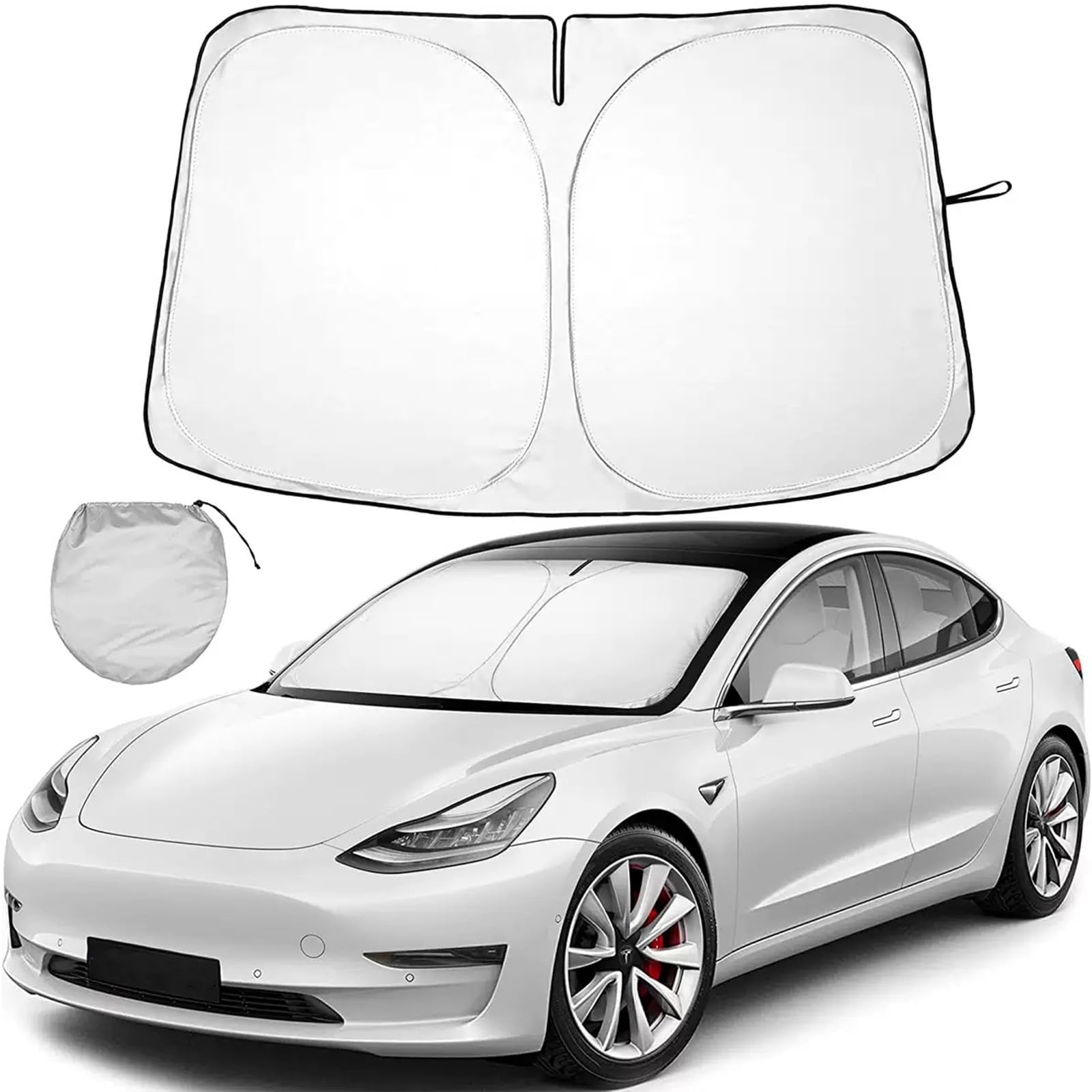 Pare Soleil Voiture Pare Brise Avant pour Tesla Model y/3, Pliable Pare-Soleil de Voiture pour Tesla Model Y/3, Anti UV et la Chaleur avec Sac De Rangement