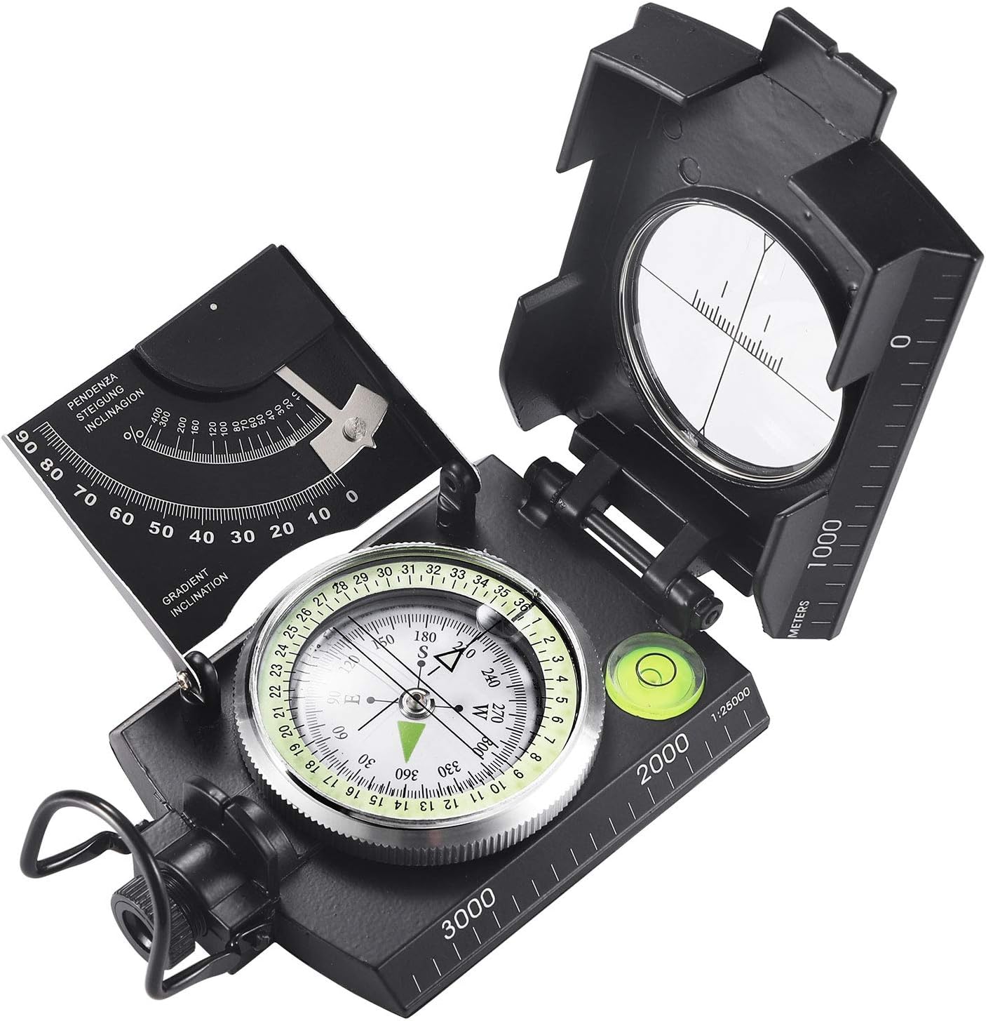 Eyeskey Multifunctional Military Metal Sighting Navigation Compass with Inclinometer | Impact Resistant & Waterproof Compass for Hiking, Camping, Boy Scout