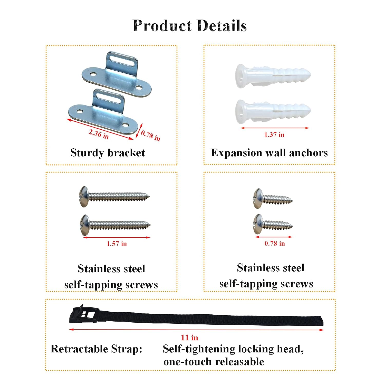 Anti Tip Furniture Anchors,(4 Sets) Adjustable Child Safety Anchors – Earthquake Proof & Baby Proofing Kit for Securing Dressers, TV Stands, Cabinets, Bookshelves.