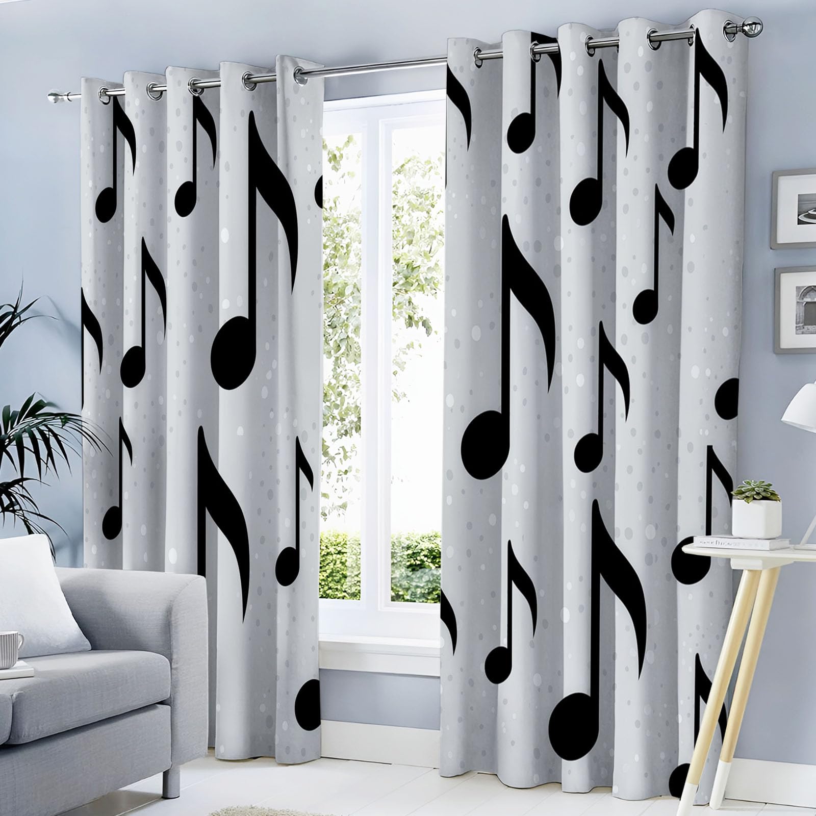 Rideaux thermiques imprimé musique 140x225 isolants et occultants pour chambre et fenêtres