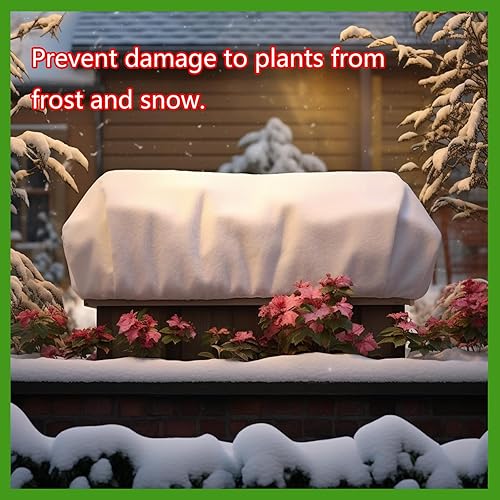 Miniatura 7 de DINGBAI Plant Frost Cover, Rectangular Planter Plant Winter Frost Blanket, Plant Frost Tree Cover Bag with Zip Drawstring, Reusable Frost Fabric for