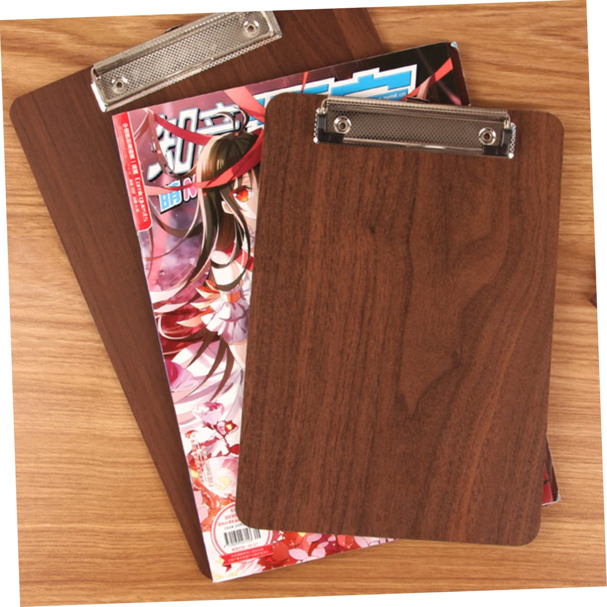 FUNOMOCYA 2pcs Stainless Steel Wood Menu Holder for Restaurant Kitchen Home Telescopic Clip for A4/a5 Recipe Rack