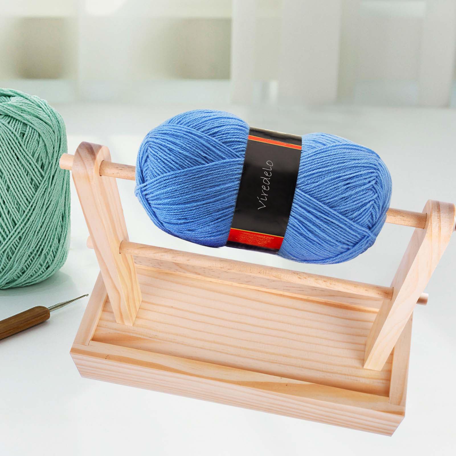 Crochet Spindle Rack Yarn Winder For Crocheting Viredelo Wooden Yarn Holder Dispenser ...